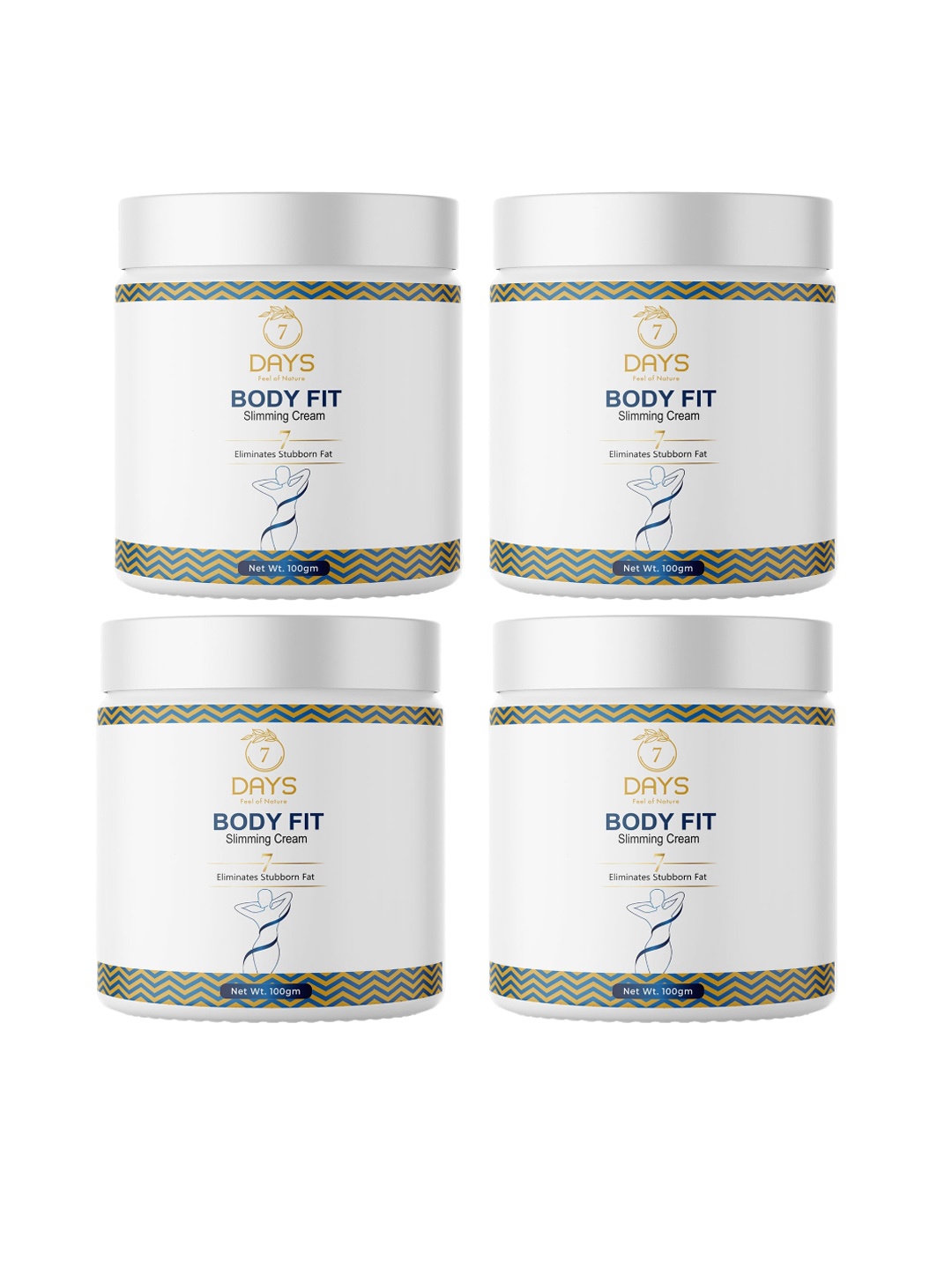 

7 DAYS Feel Of Nature Set Of 4 Body Fit Slimming Cream Eliminates Stubborn Fat - 100g Each, White