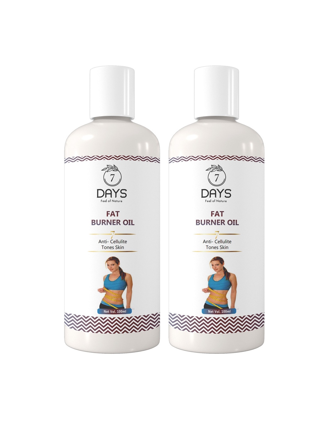 

7 DAYS Feel Of Nature Set Of 2 Anti-Cellulite Tones Skin Fat Burner Oil - 100ml Each, White
