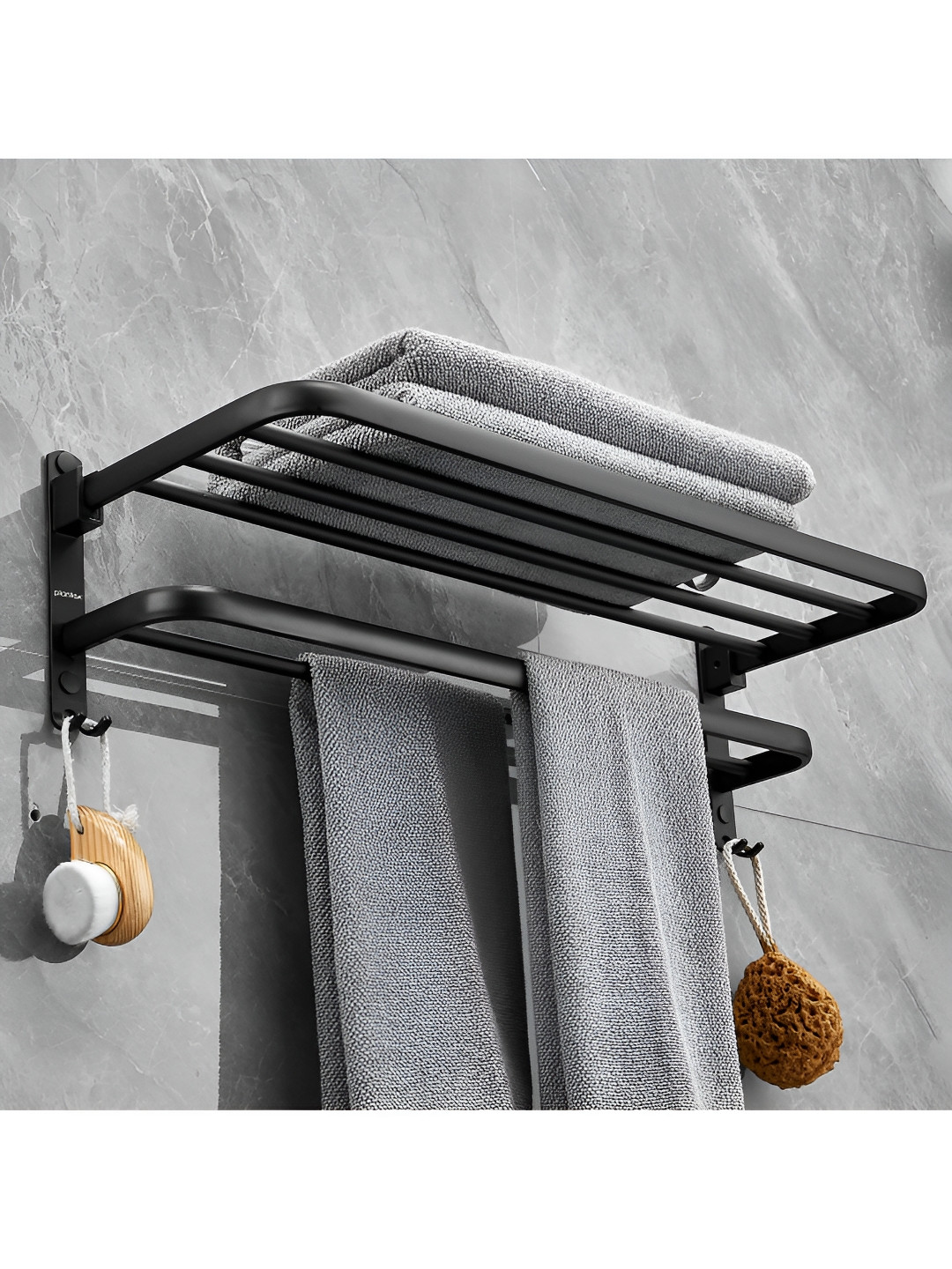 

Plantex Black Contemporary Glossy Aluminium Towel Holder