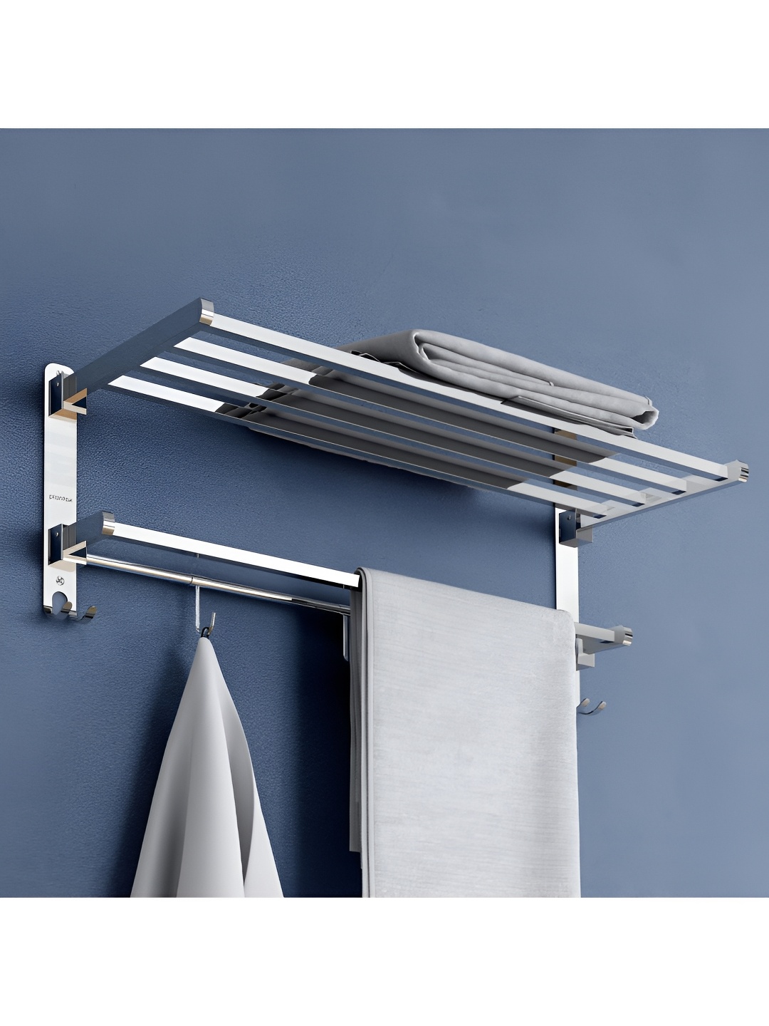 Plantex Contemporary Glossy Stainless Steel Towel Holder, Silver