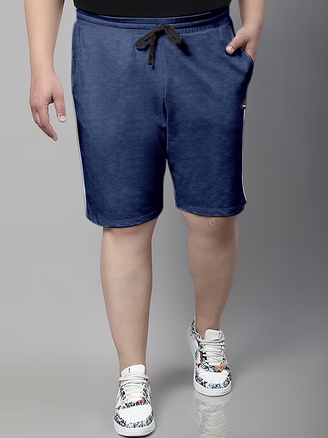 

ARDEUR Men Plus Size Mid-Rise Cotton Shorts, Navy blue