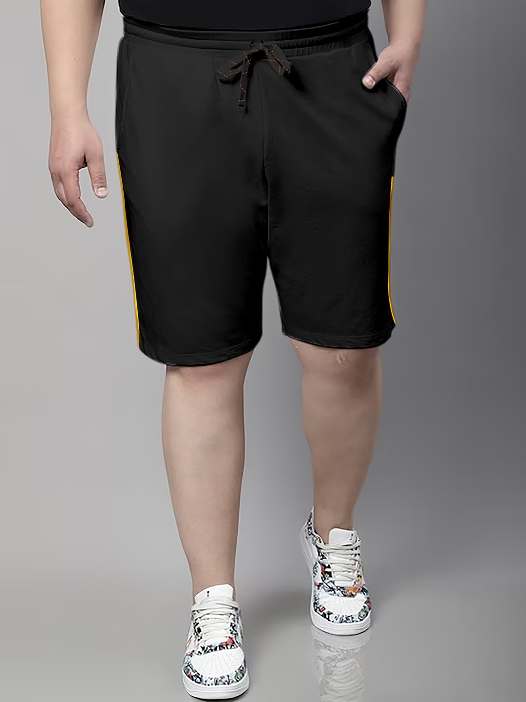 

ARDEUR Men Plus Size Mid-Rise Cotton Shorts, Black