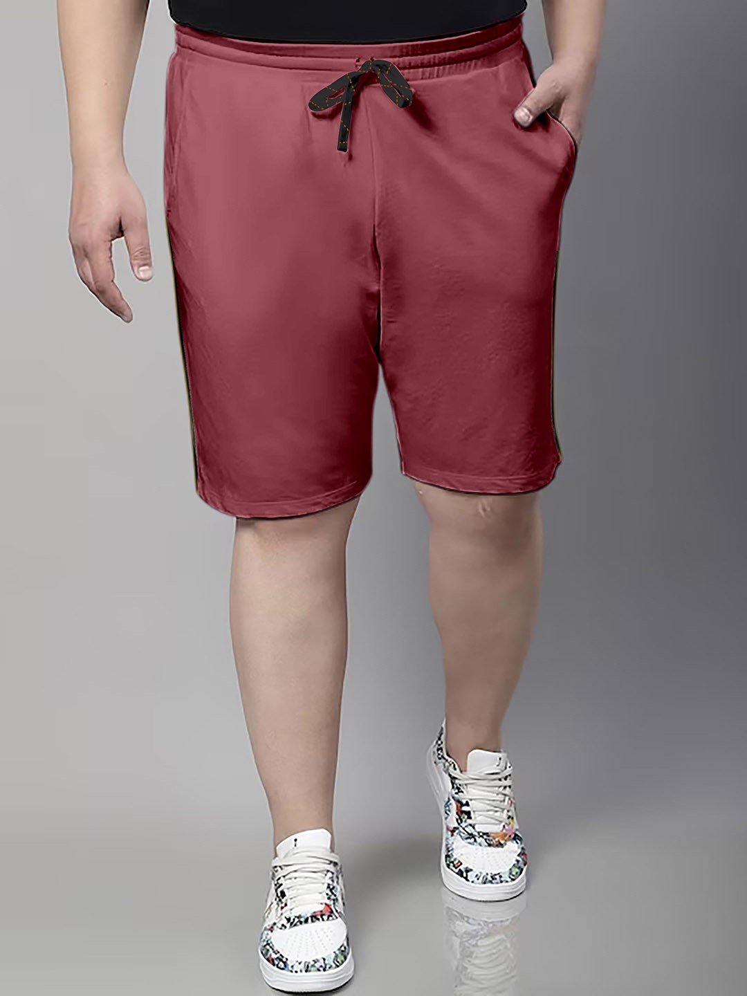 

ARDEUR Men Plus Size Mid-Rise Cotton Shorts, Maroon