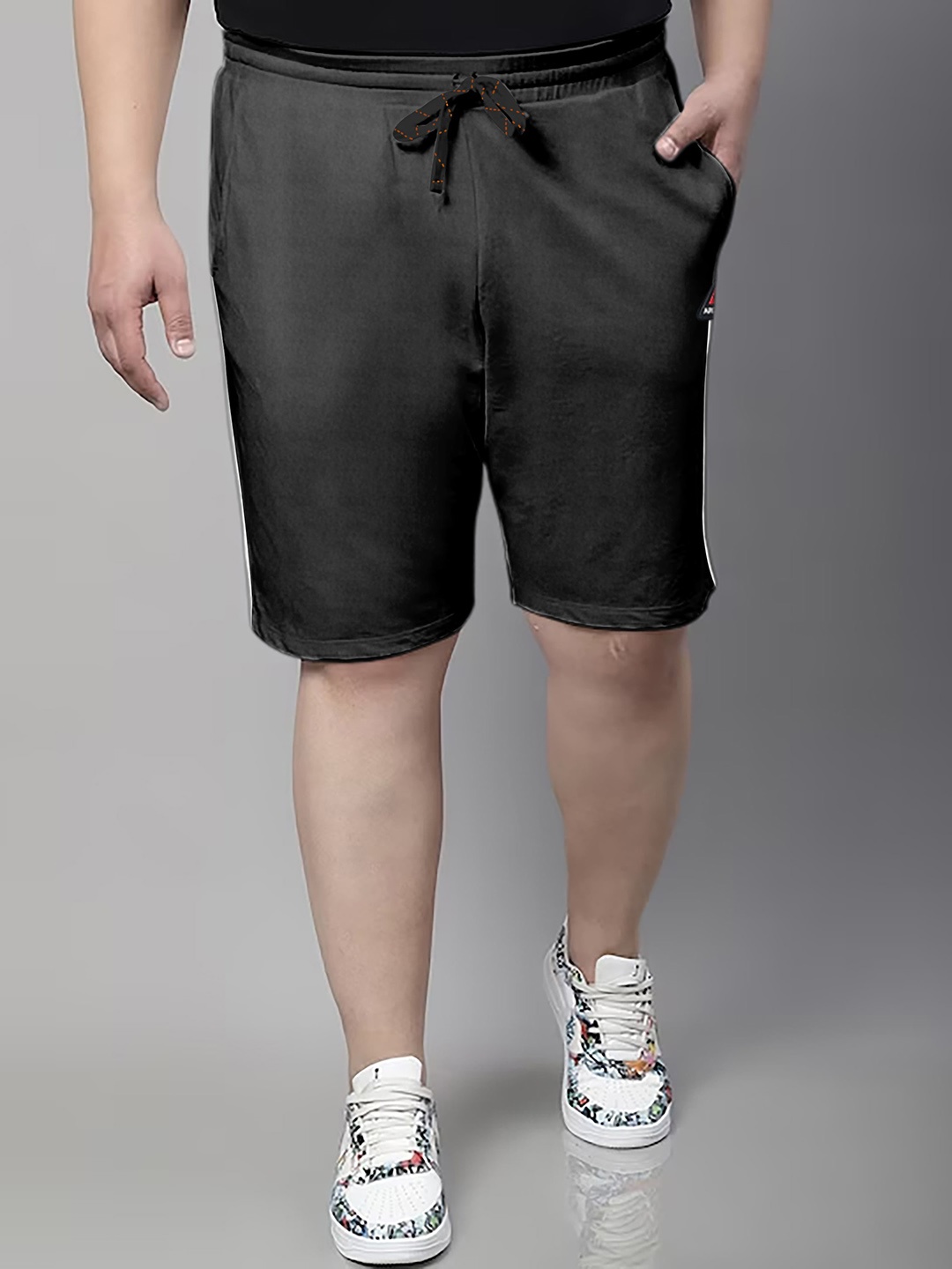 

ARDEUR Men Plus Size Mid-Rise Cotton Shorts, Charcoal