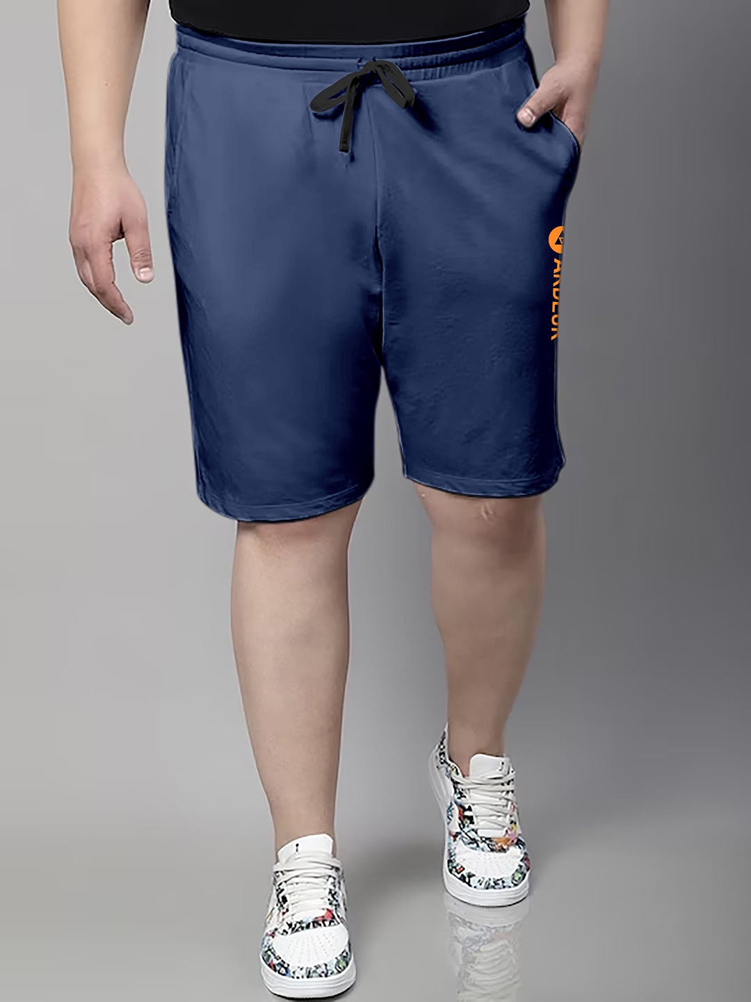 

ARDEUR Men Plus Size Mid-Rise Cotton Regular Shorts, Blue