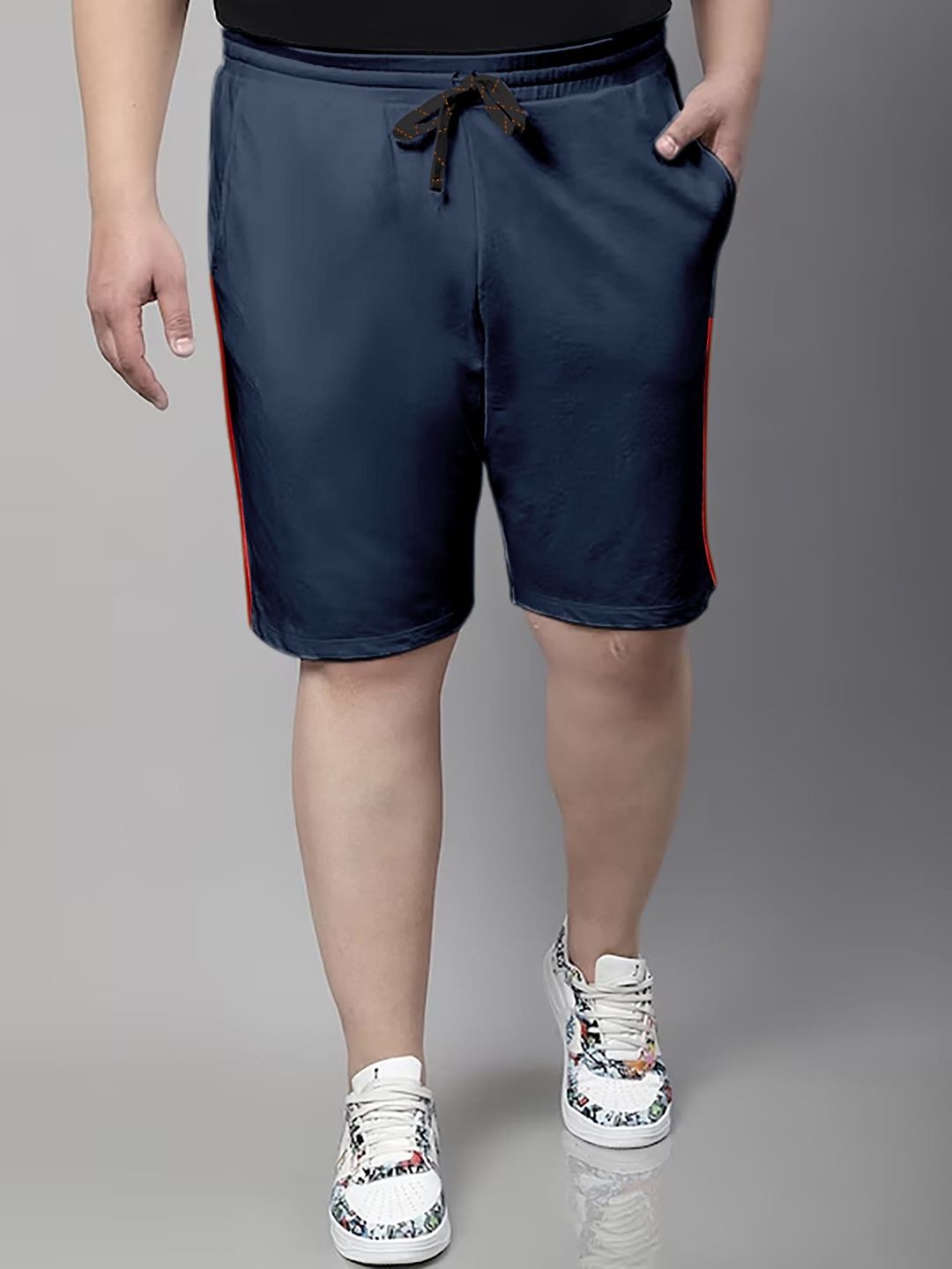 

ARDEUR Men Plus Size Mid-Rise Cotton Shorts, Navy blue
