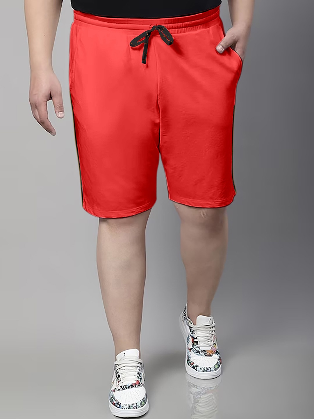 

ARDEUR Men Plus Size Mid-Rise Cotton Shorts, Red