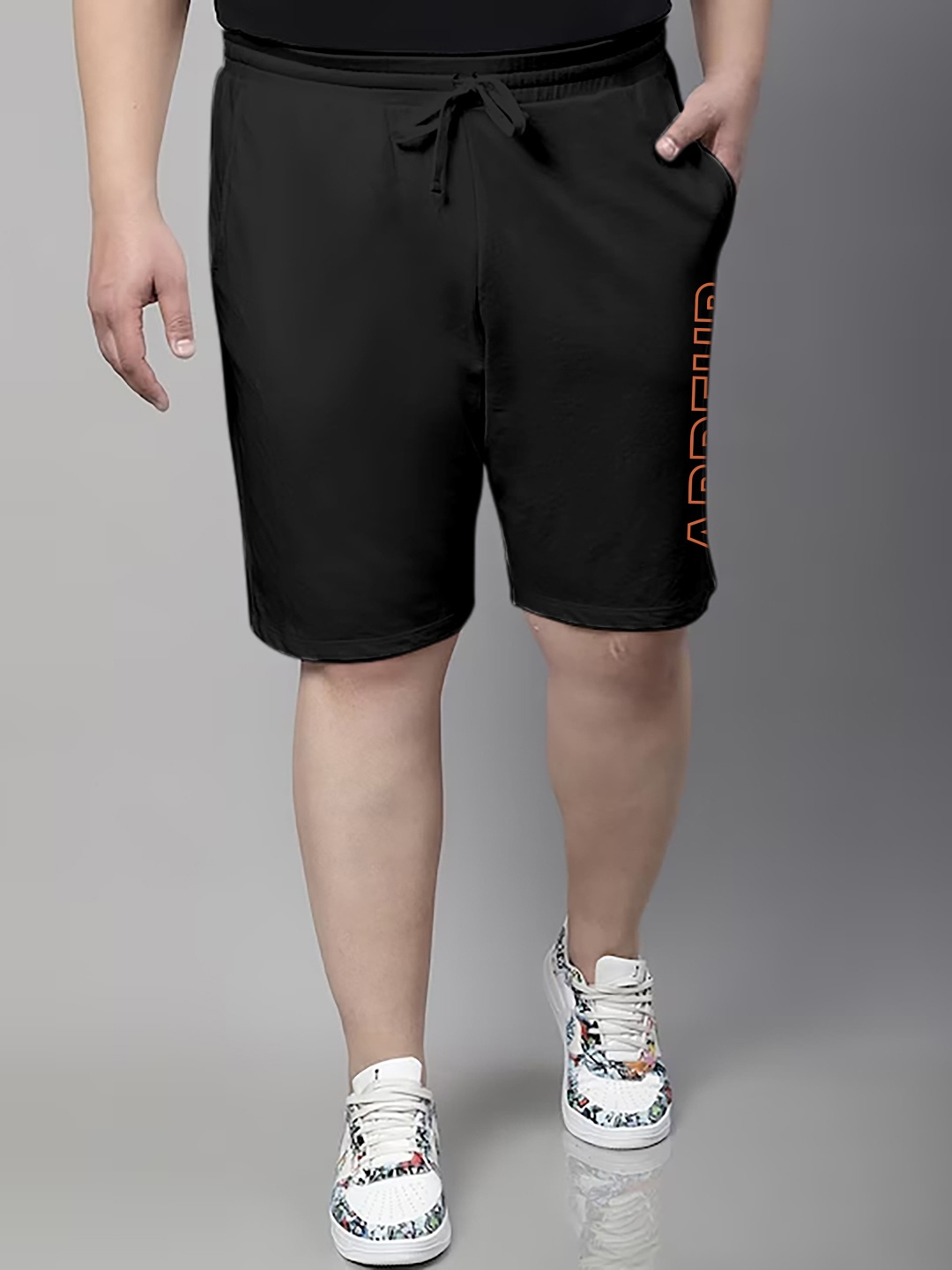 

ARDEUR Men Plus Size Mid-Rise Cotton Shorts, Black