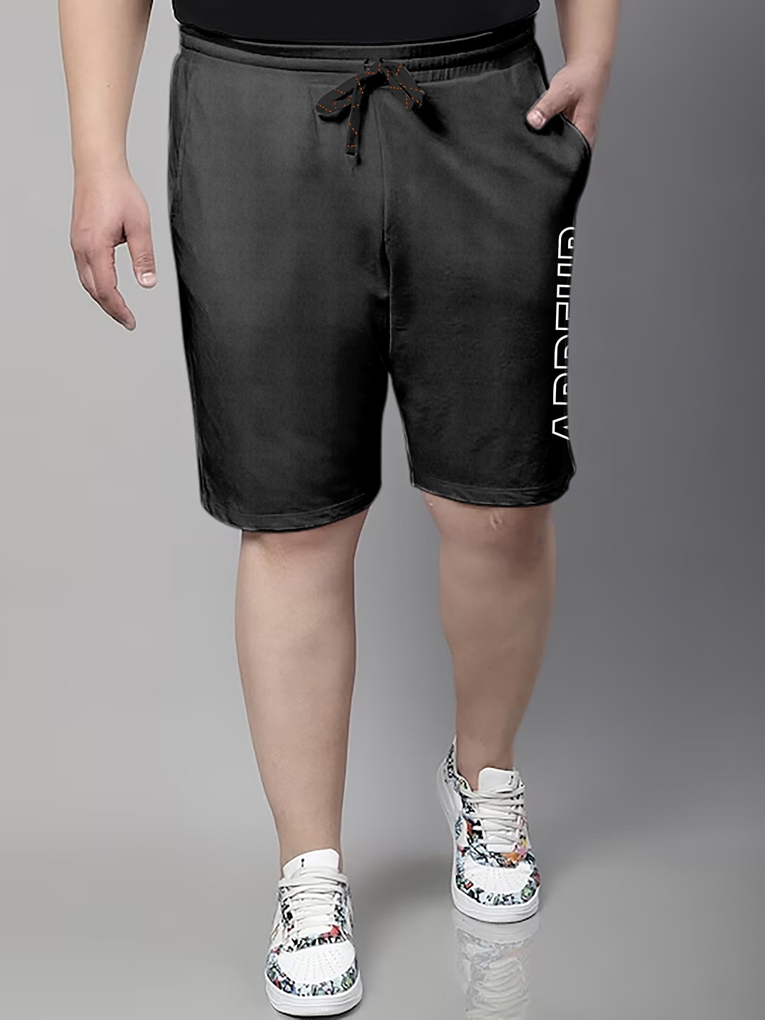 

ARDEUR Men Plus Size Mid-Rise Cotton Shorts, Charcoal