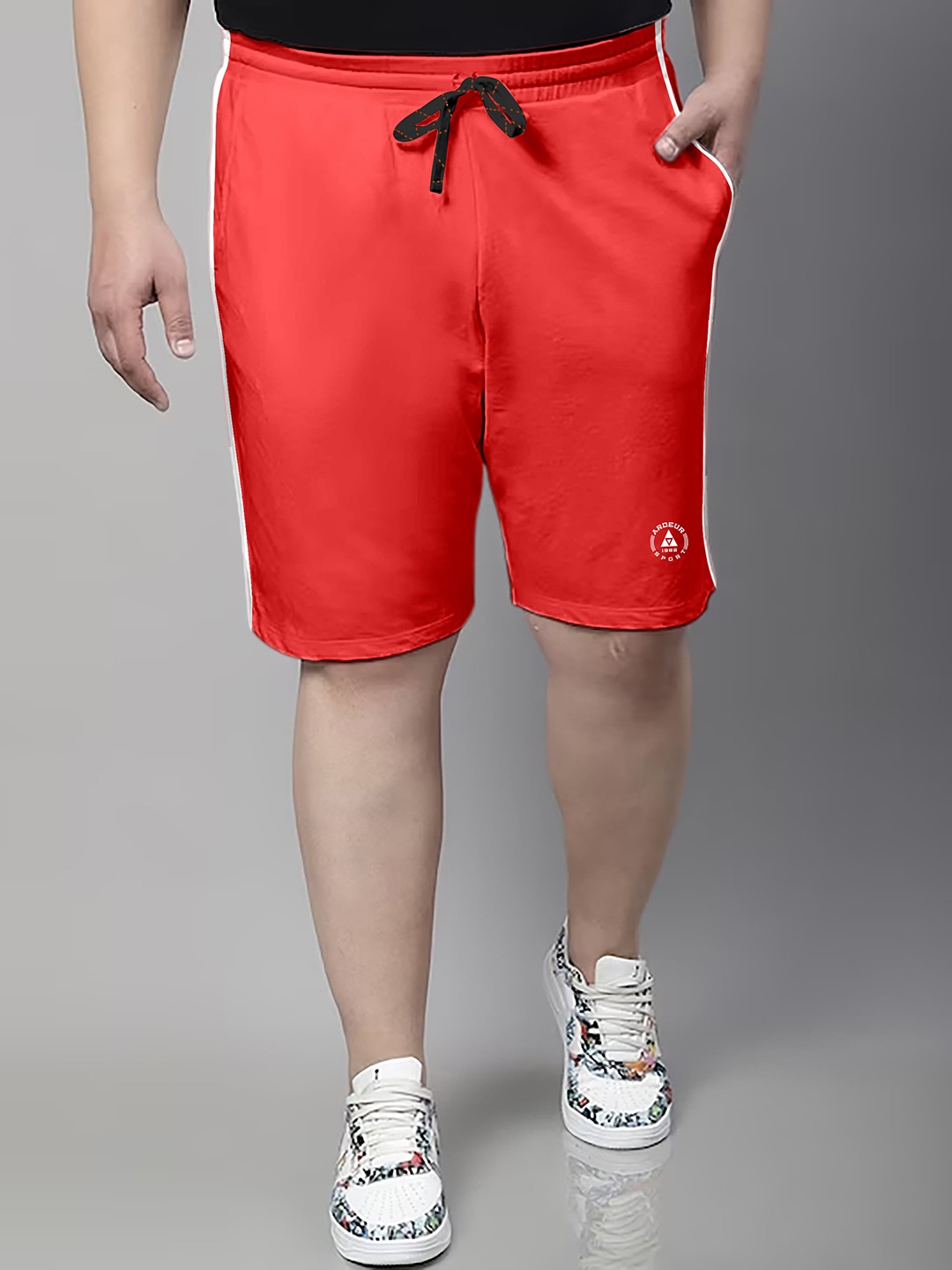 

ARDEUR Men Plus Size Mid-Rise Cotton Shorts, Red
