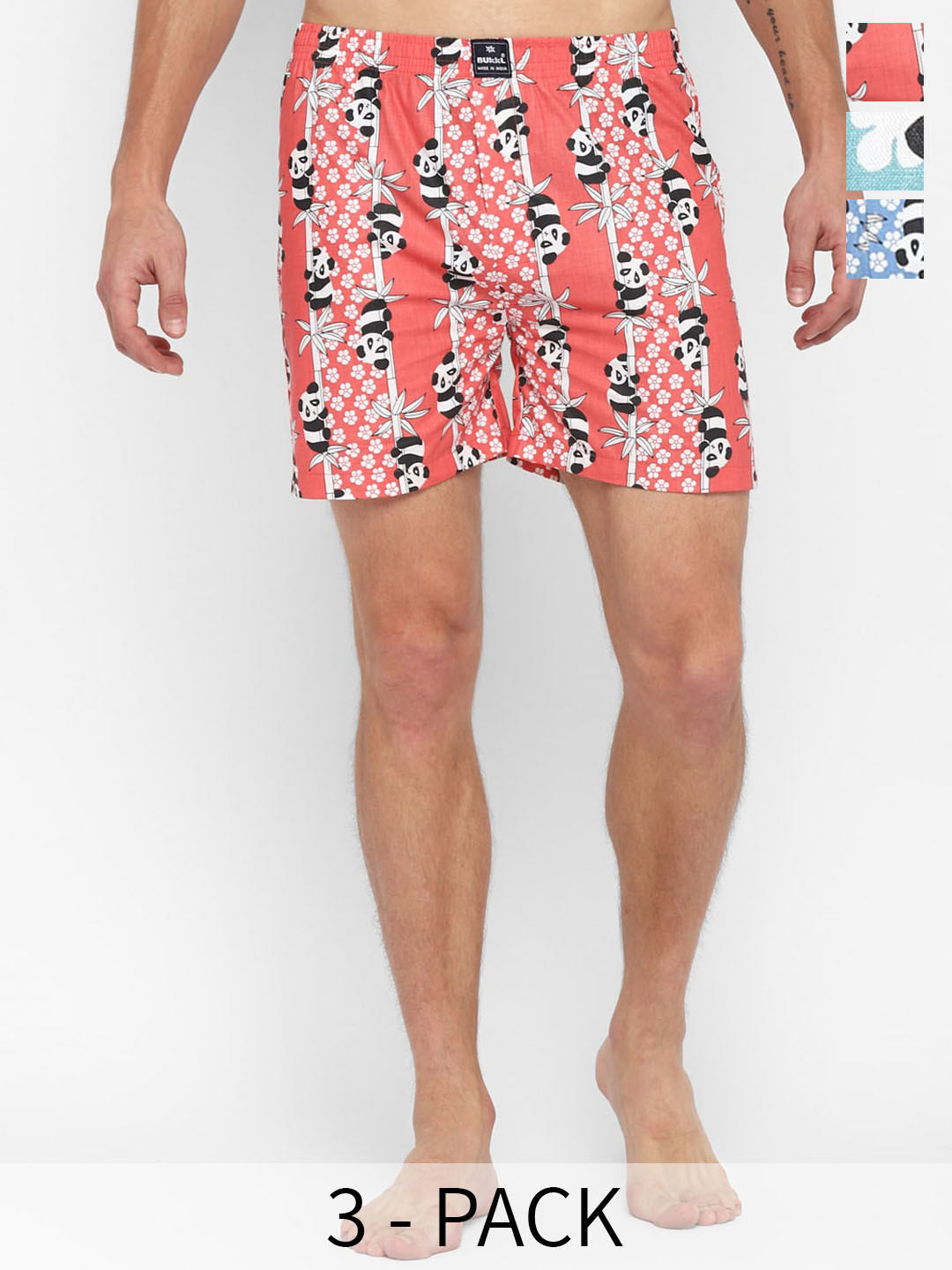 

Bukkl Pack Of 3 Printed Pure Cotton Boxers LAFFER-19, Peach