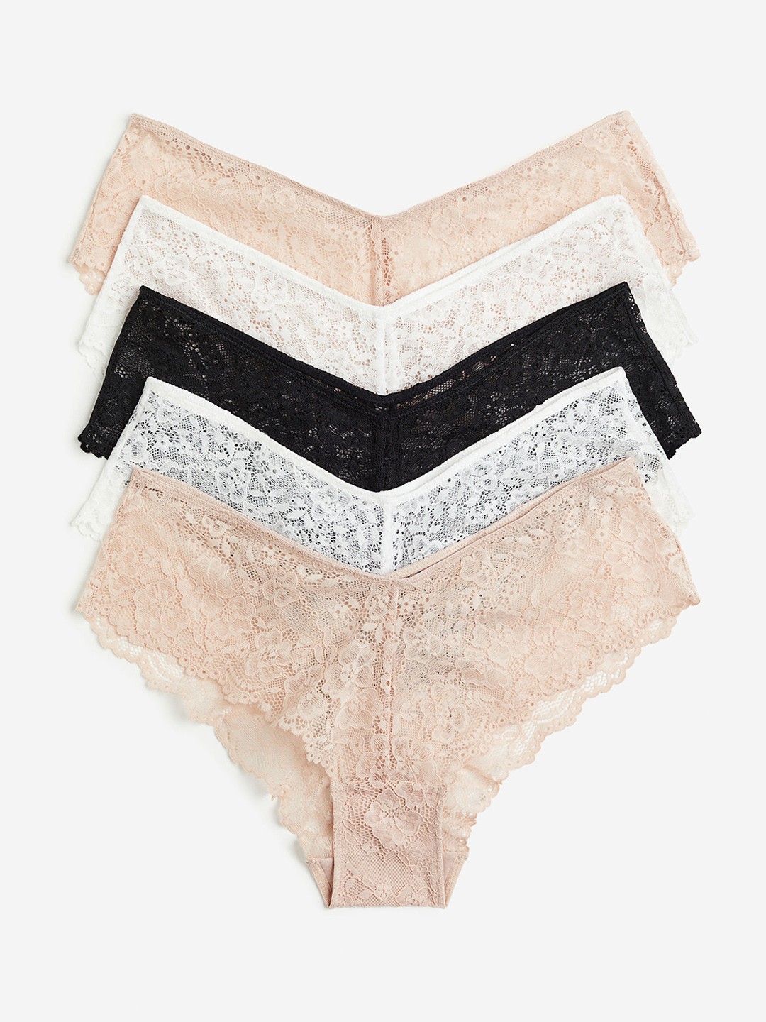 

H&M Women 5-Pack Lace Hipster Briefs, Black