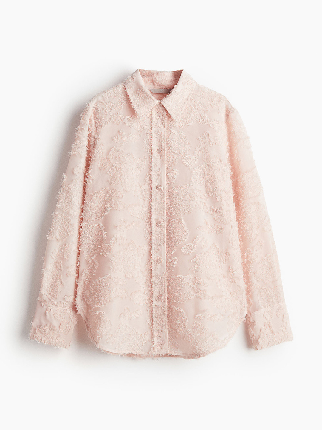 

H&M Women Textured-Weave Shirt, Pink