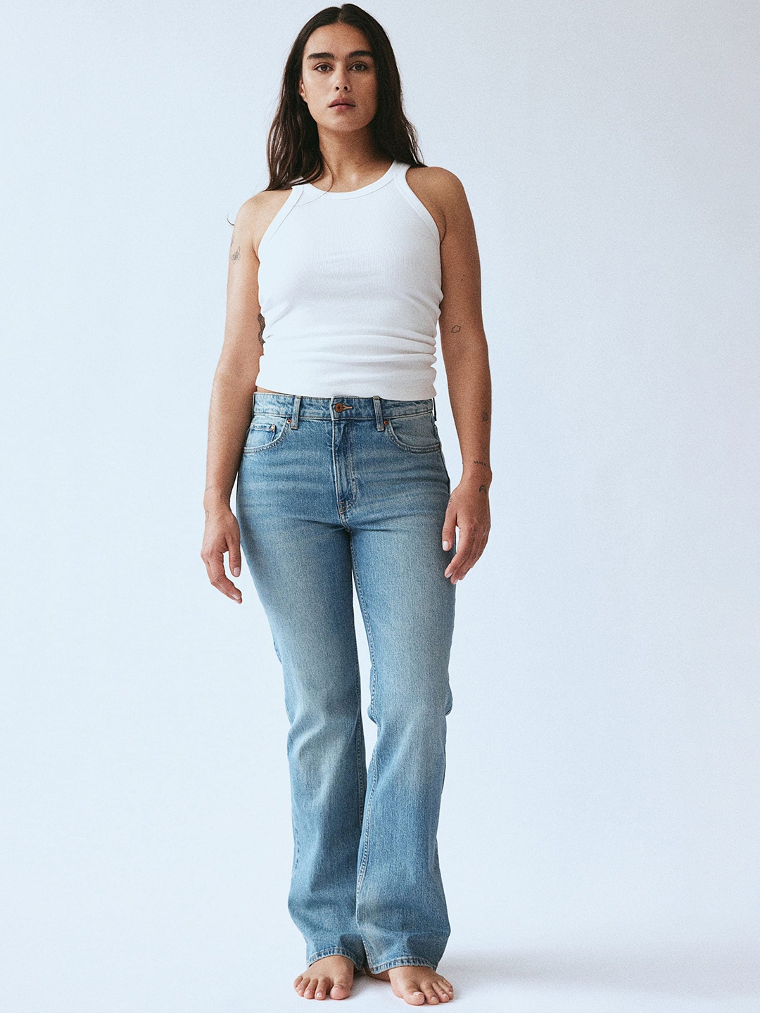 

H&M Women Bootcut High Jeans, Blue
