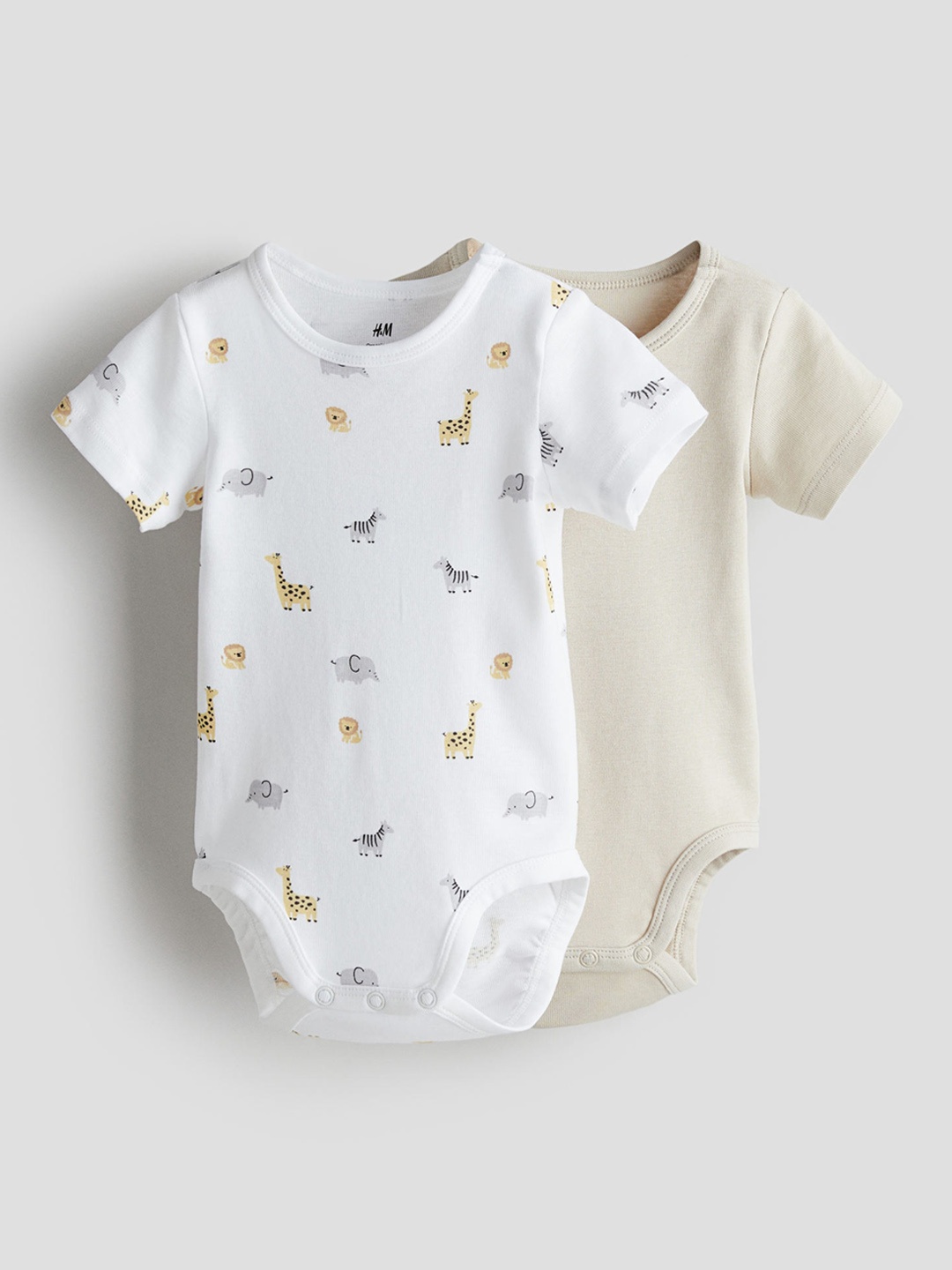 

H&M Infants Boys 2-Pack Short-Sleeved Bodysuits, White