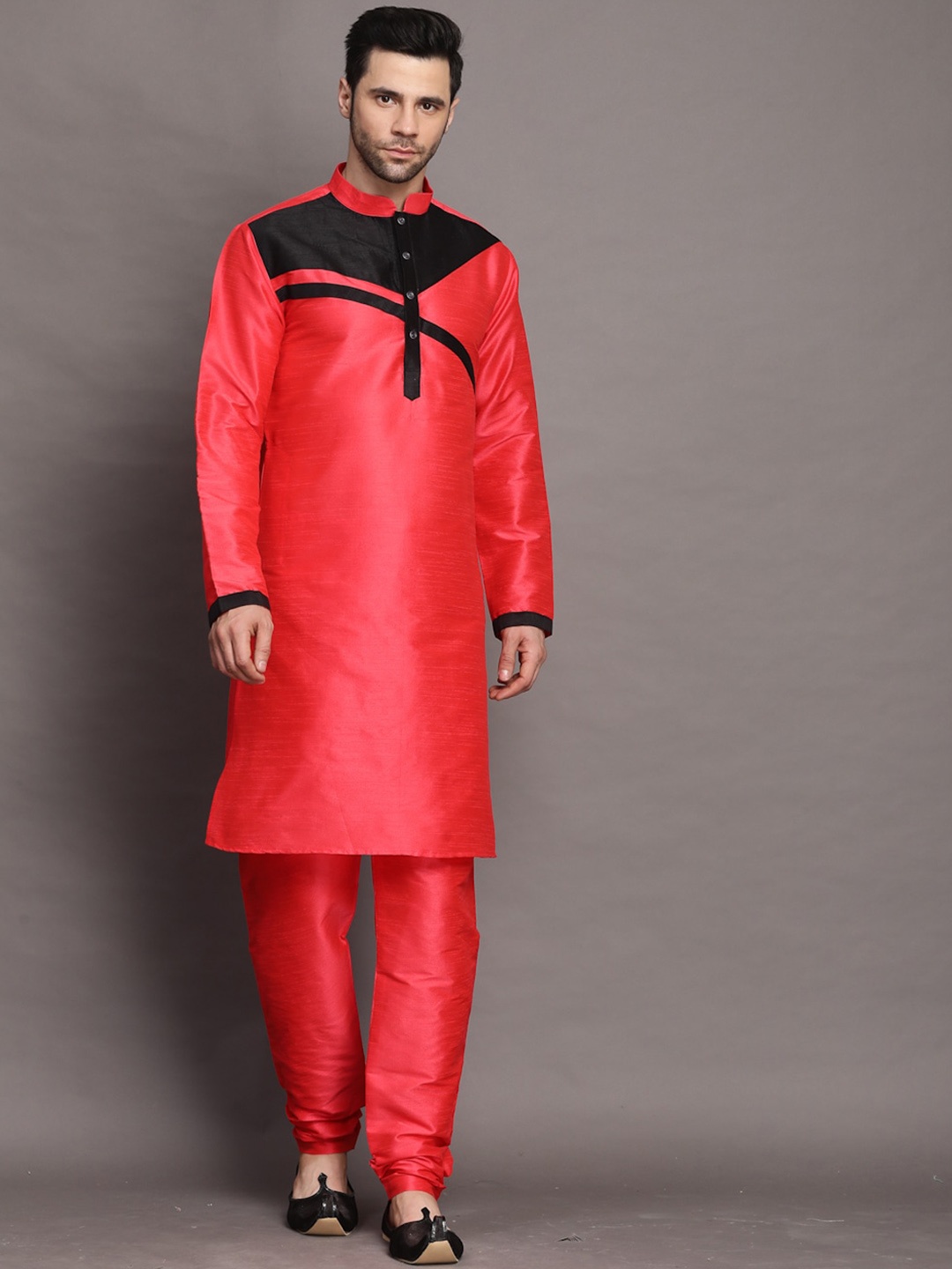 

Utsav Fashion Art Silk Straight Kurta with Churidar, Red