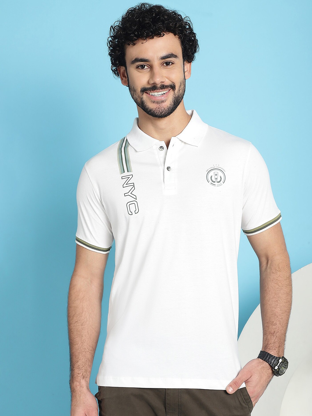 

VENITIAN Polo Collar Cotton Slim Fit T-shirt, White