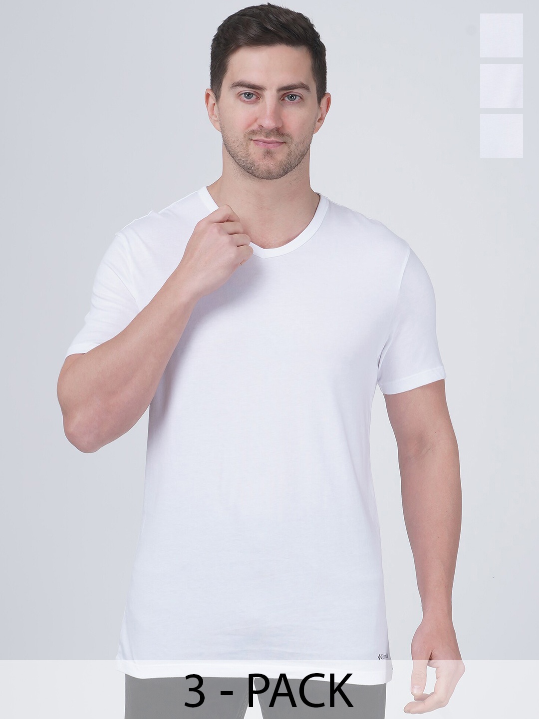 

Columbia Pack Of 3 V-Neck Classic Fit Pure Cotton T-shirts, White