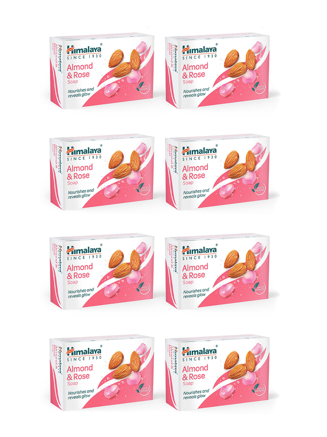 

Himalaya Set of 8 Almond & Rose Soap - 125g each, White