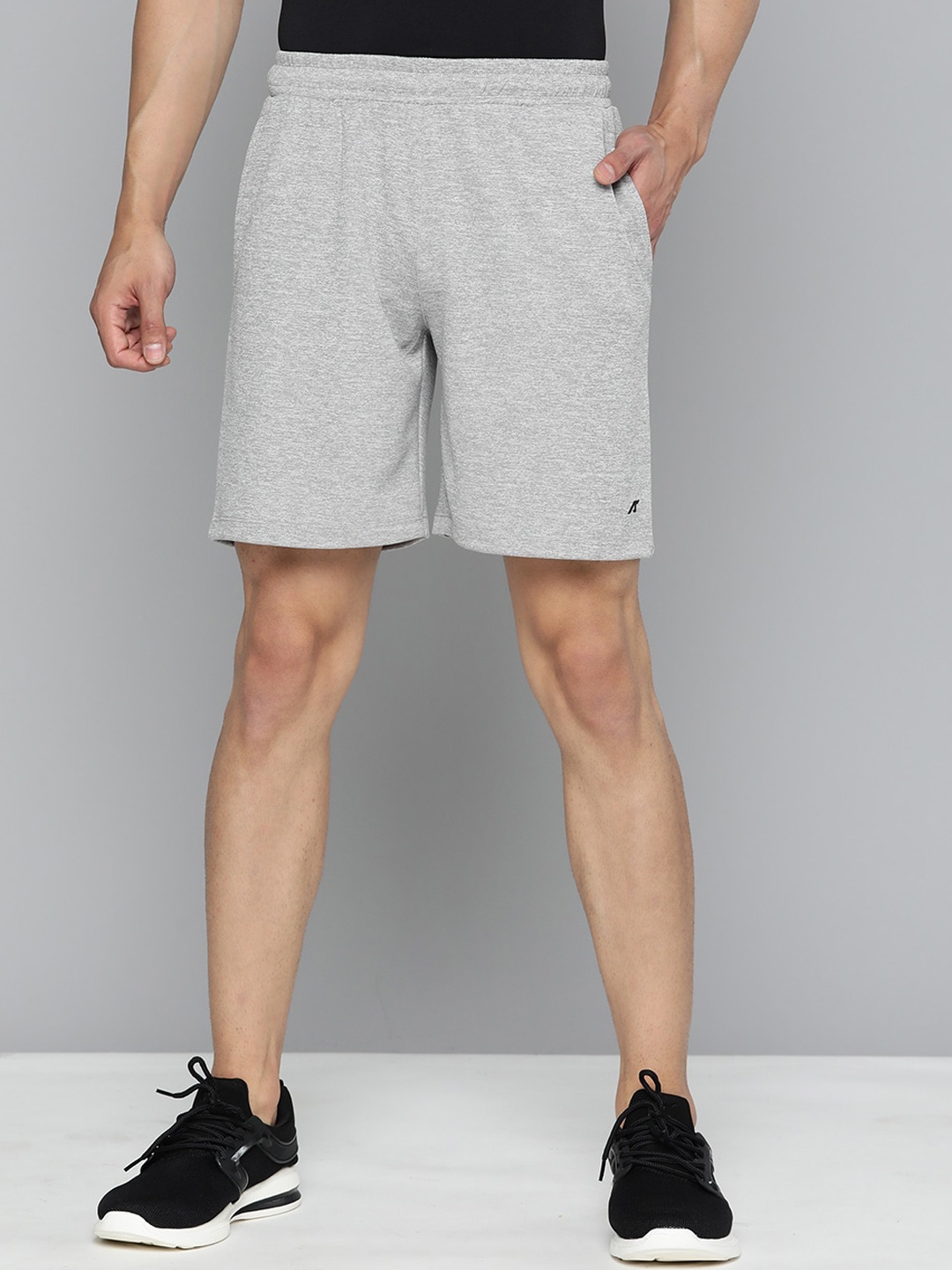 Alcis Men Athleisure Slim Fit Mid-Rise Yoga Sports Shorts, Grey