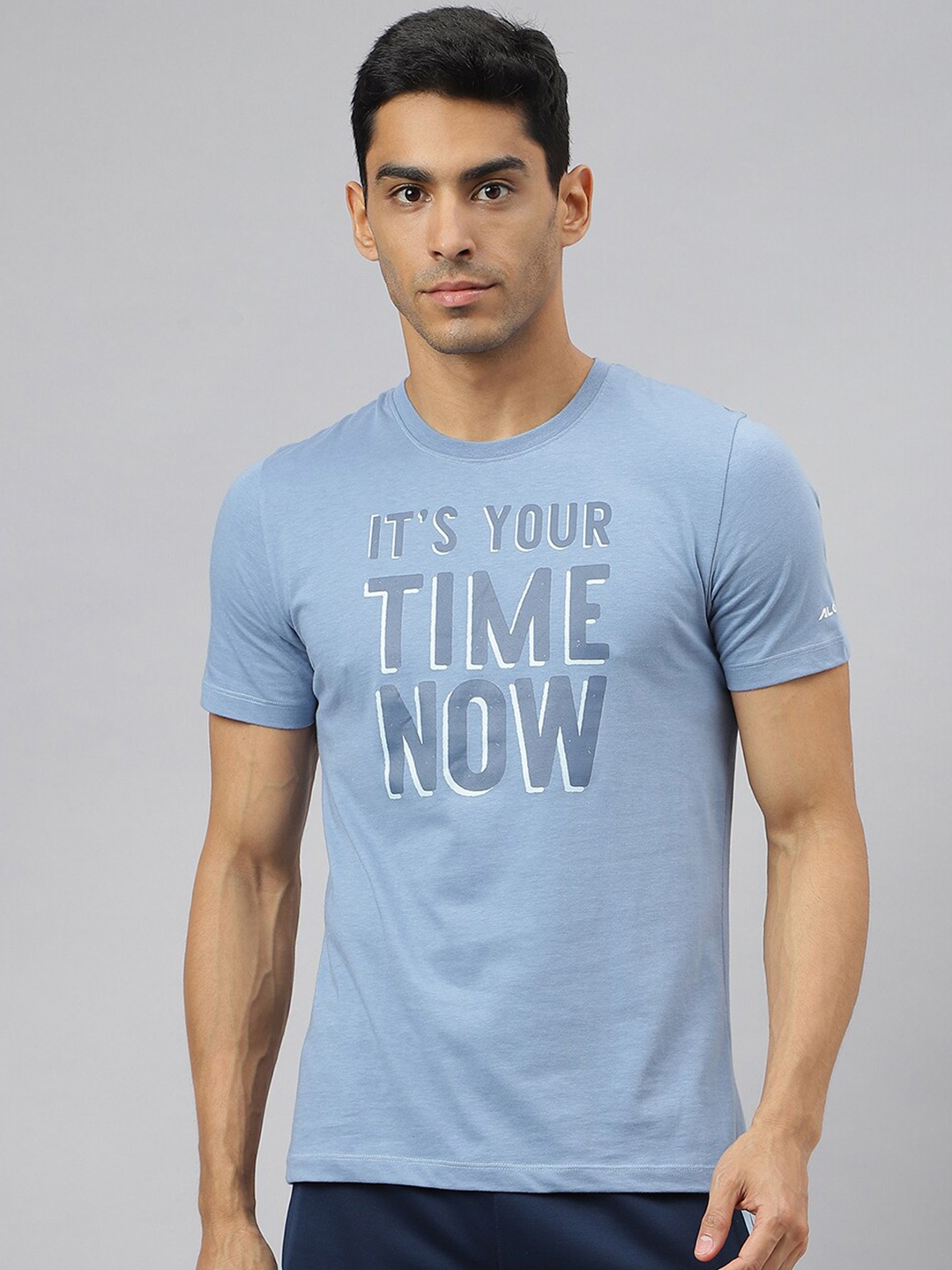 Alcis Typography Printed Soft-Touch Sports T-shirt, Blue