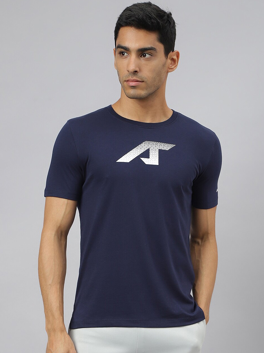 Alcis Typography Printed Soft-Touch Sports T-shirt, Navy blue