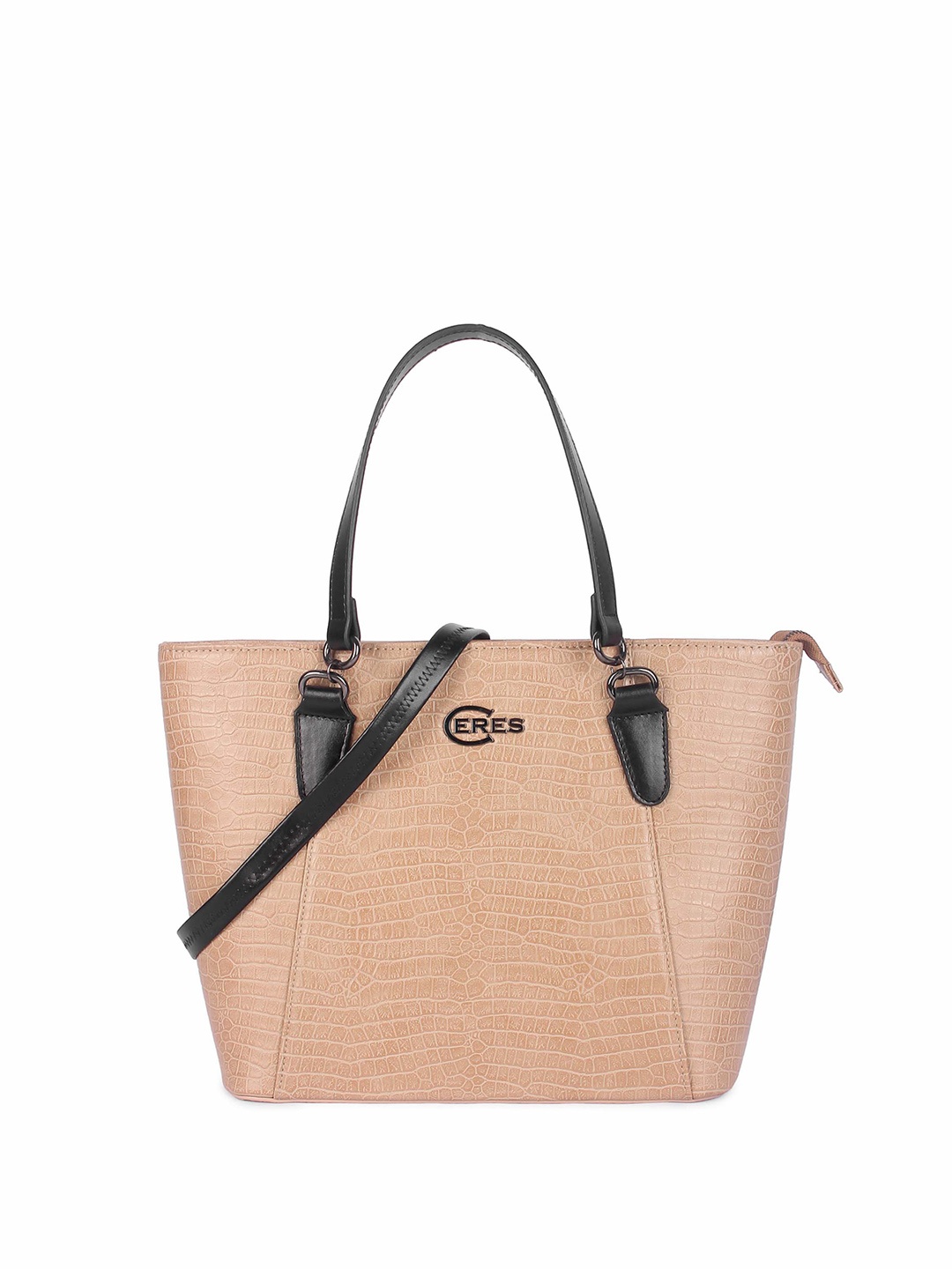 

CERES Set of 2 Leather Structured Tote Bag & Sling Bag, Black