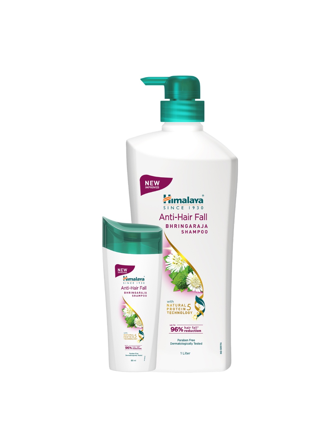 

Himalaya Anti-Hair Fall Bhringaraja Shampoo 1L with Bhringaraja Shampoo 80ml Free, White