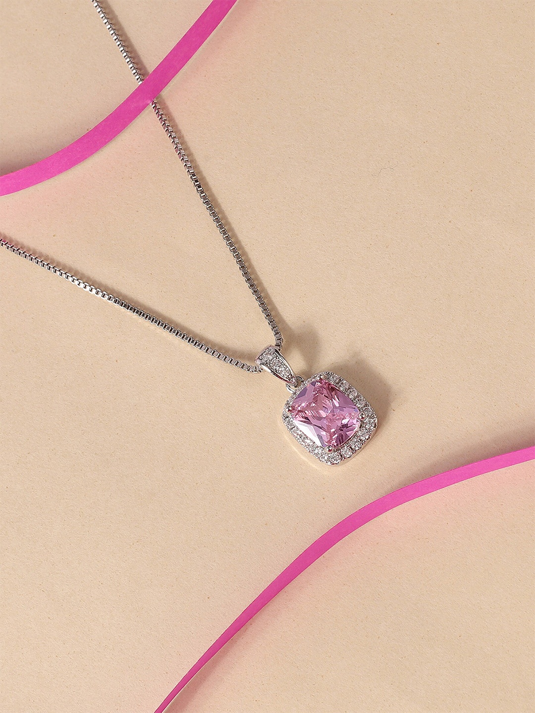 

Avyana Silver-Plated Cubic Zirconia-Studded Brass Necklace