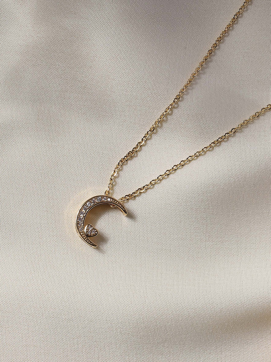 

Avyana Gold-Plated CZ-Studded Pendant With Chain, White