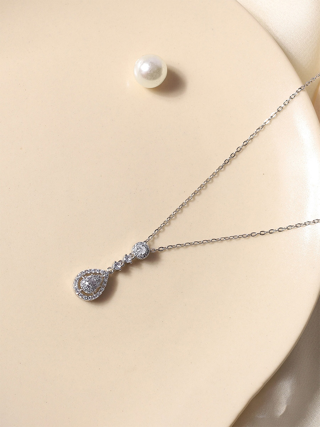 

Avyana Silver-Plated Cubic Zirconia-Studded Brass Necklace