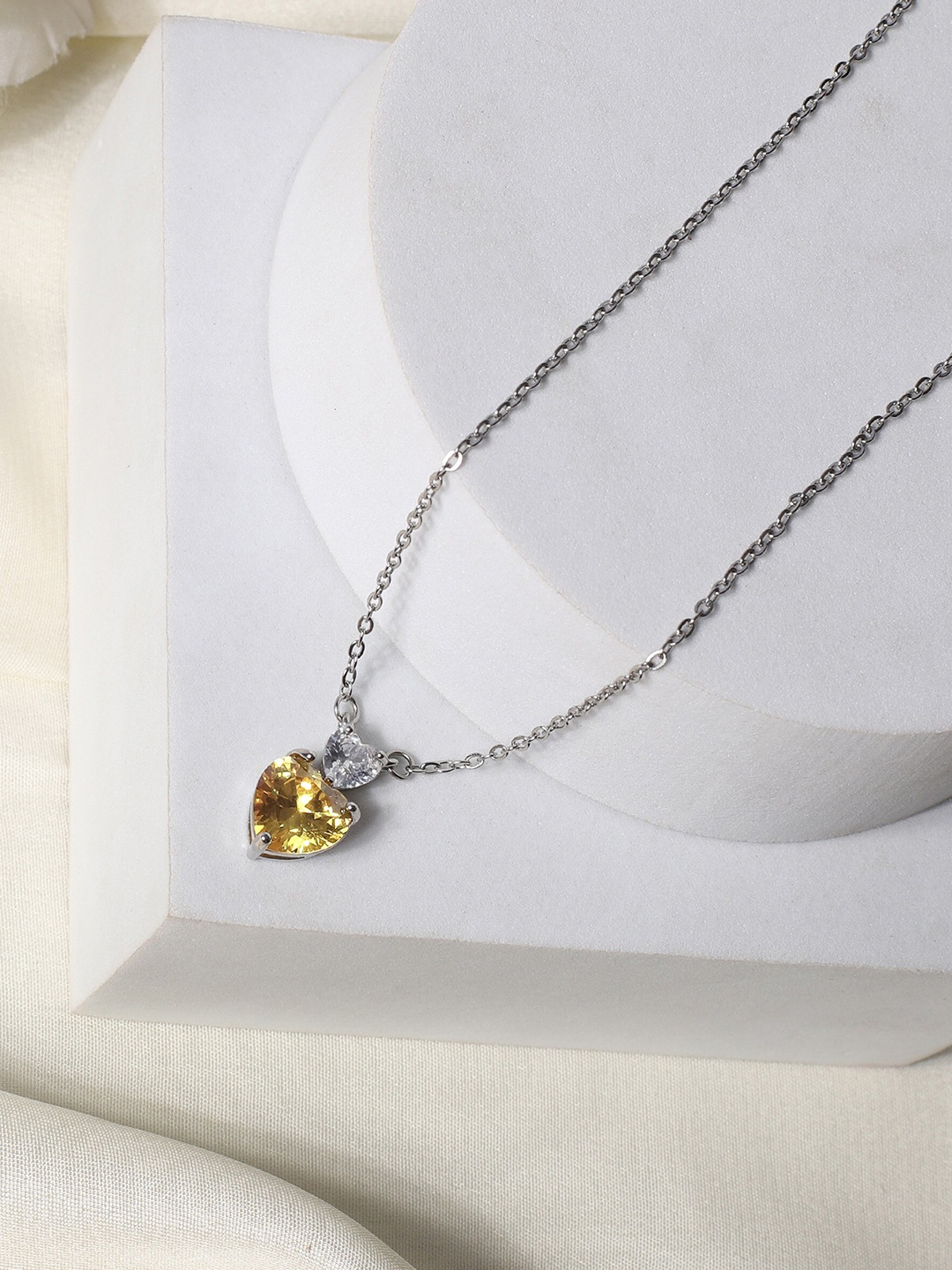 

Avyana Silver-Plated Cubic Zirconia-Studded Brass Necklace