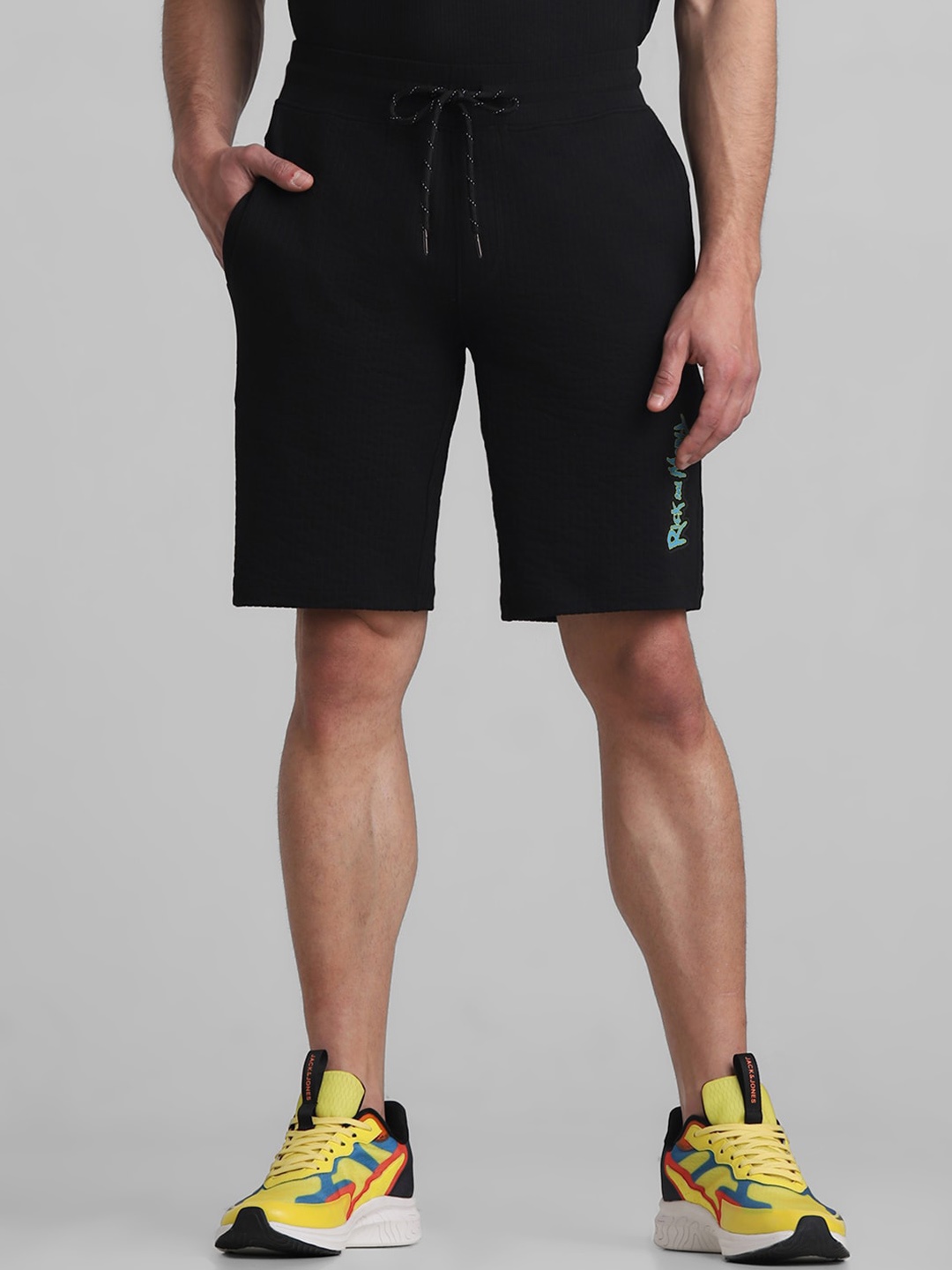 

Jack & Jones Men Mid Rise Pure Cotton Shorts, Black