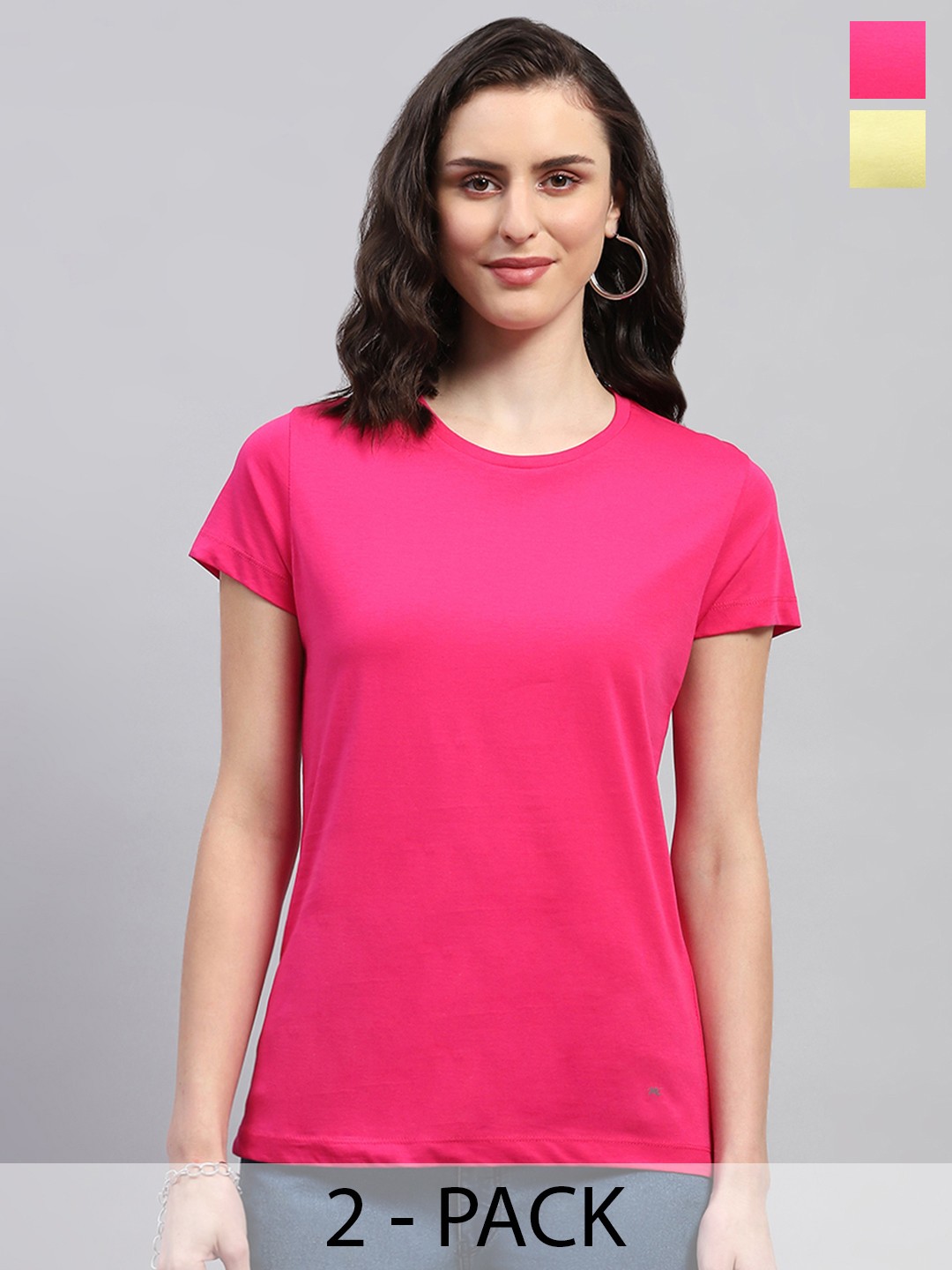 

Monte Carlo Pack Of 2 Pure Cotton T-shirt, Yellow