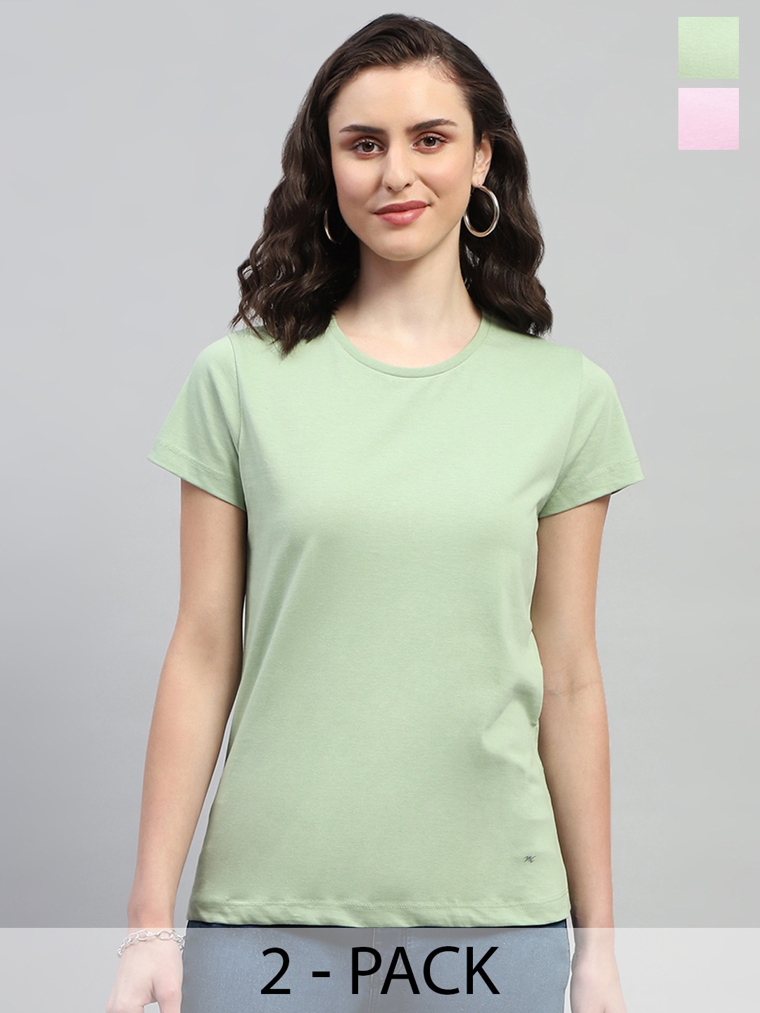 

Monte Carlo Pack Of 2 Pure Cotton T-shirt, Green
