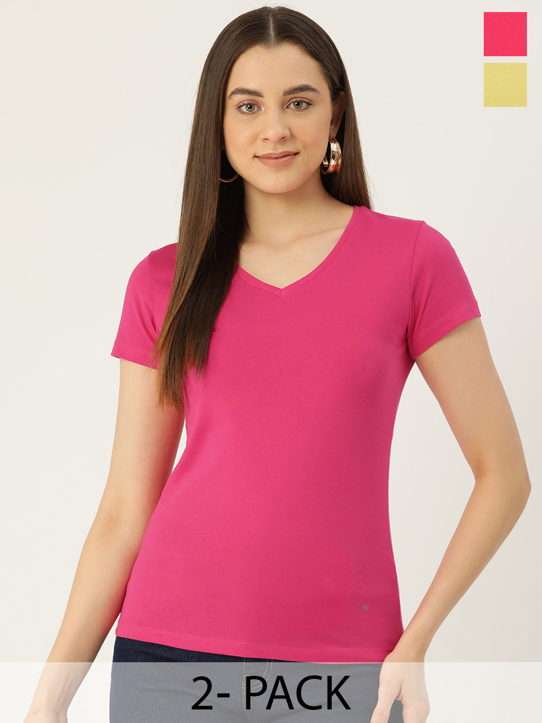 

Monte Carlo Pack of 2 Pure Cotton T-shirts, Pink