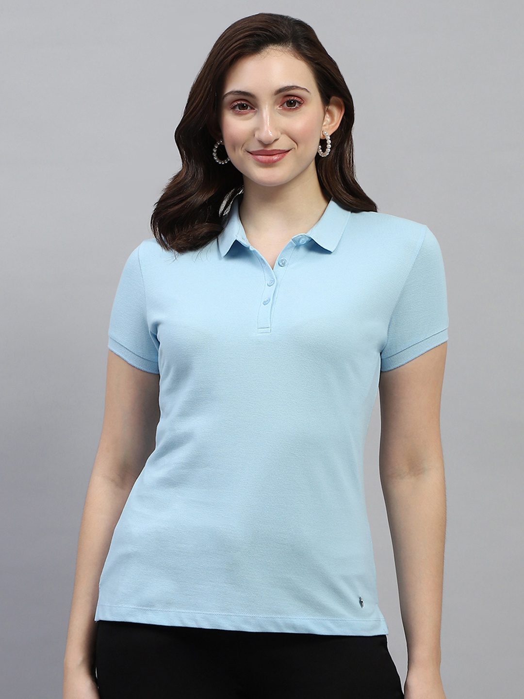 

Monte Carlo Pure Cotton Polo Collar T-shirt, Blue