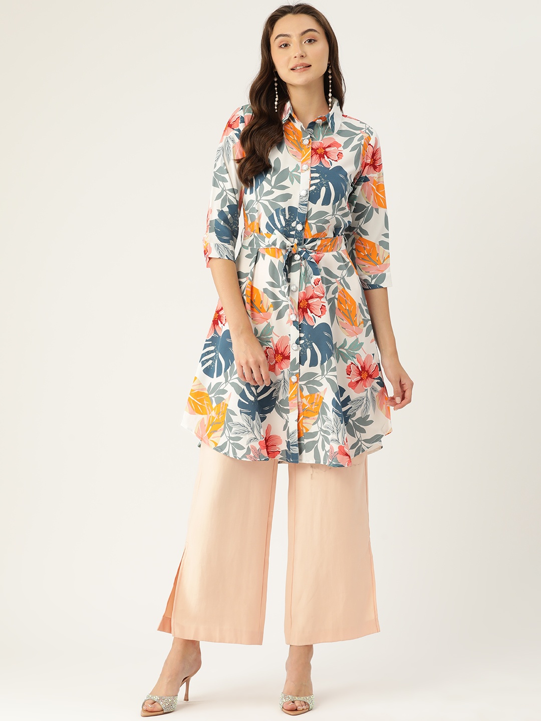 

Monte Carlo Floral Printed Kurta, White