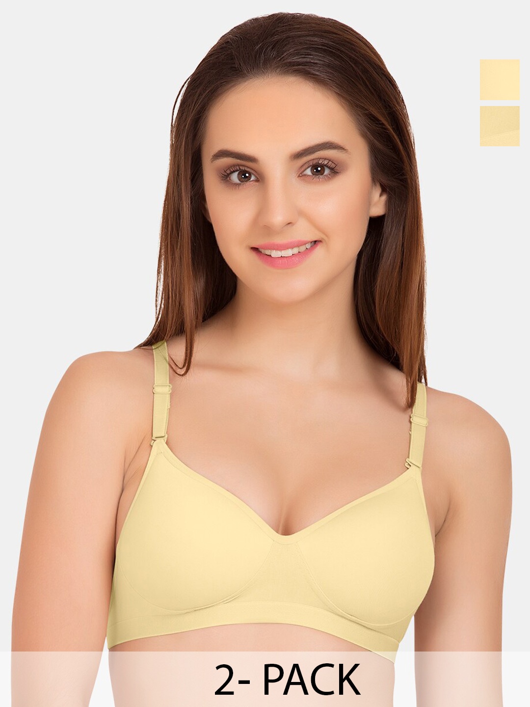 

Tweens Pack Of 2 Non Padded Full Coverage T-shirt Bras With All Day Comfort, Beige