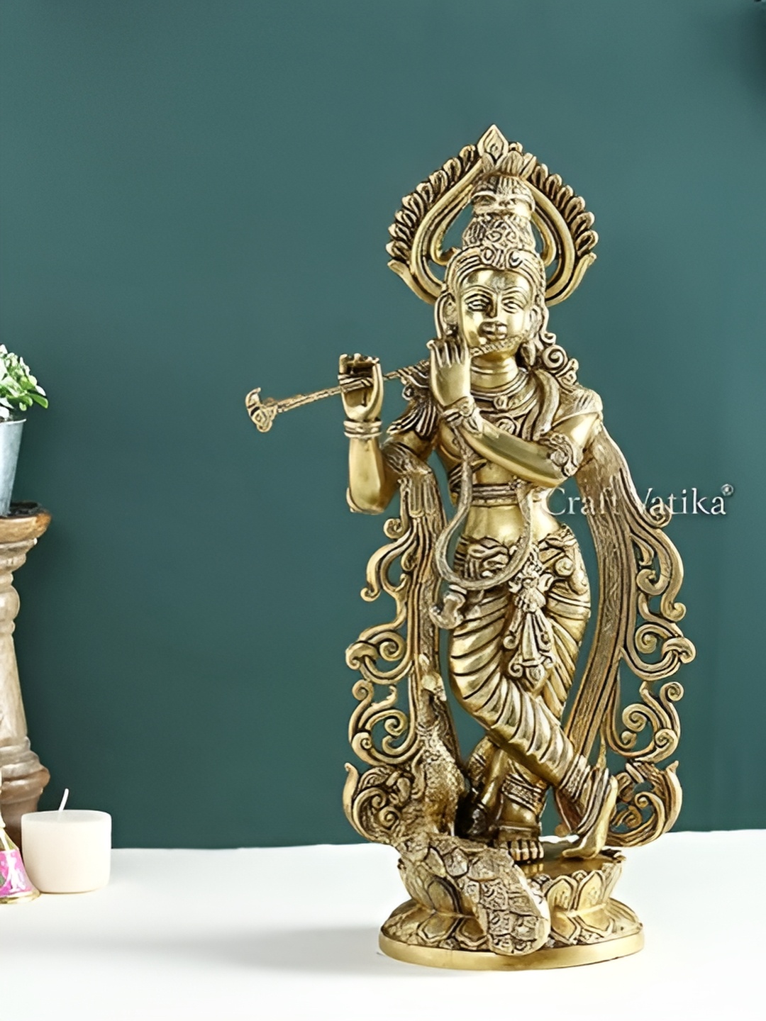 

CraftVatika Gold Toned Brass Religious Idol Decorative Showpiece