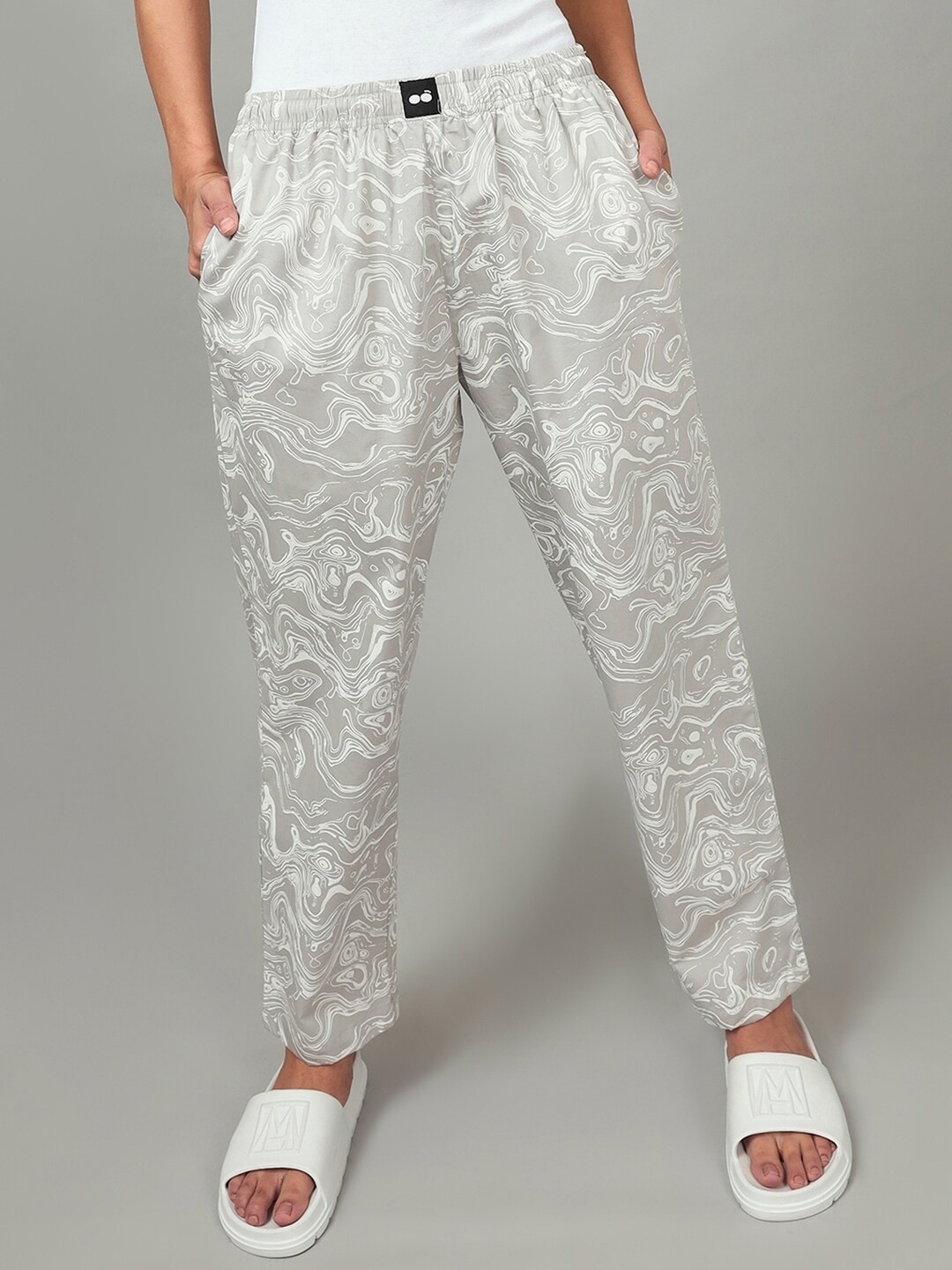 

Bewakoof Abstract Printed Cotton Lounge Pant, Grey