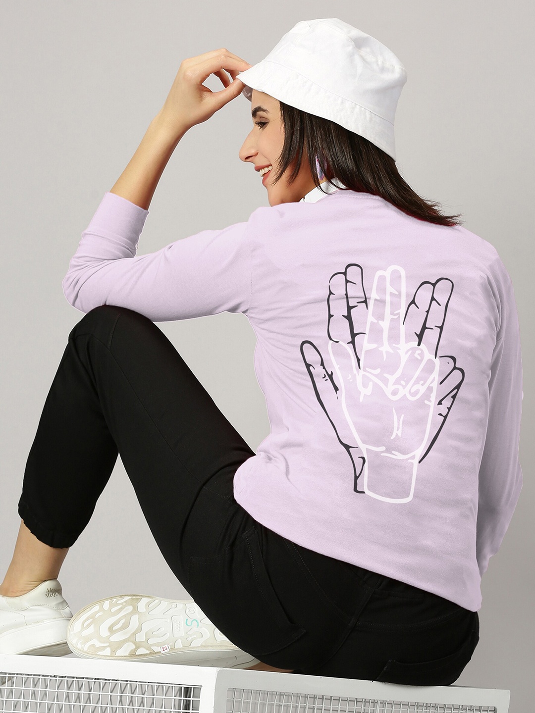 

GESPO Round Neck Printed Cotton T-shirt, Lavender