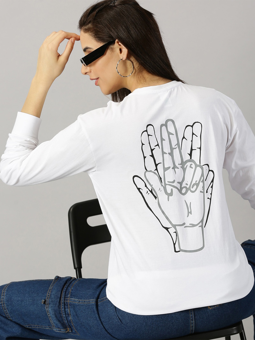 

GESPO Graphic Printed Round Neck Pure Cotton T-shirt, White