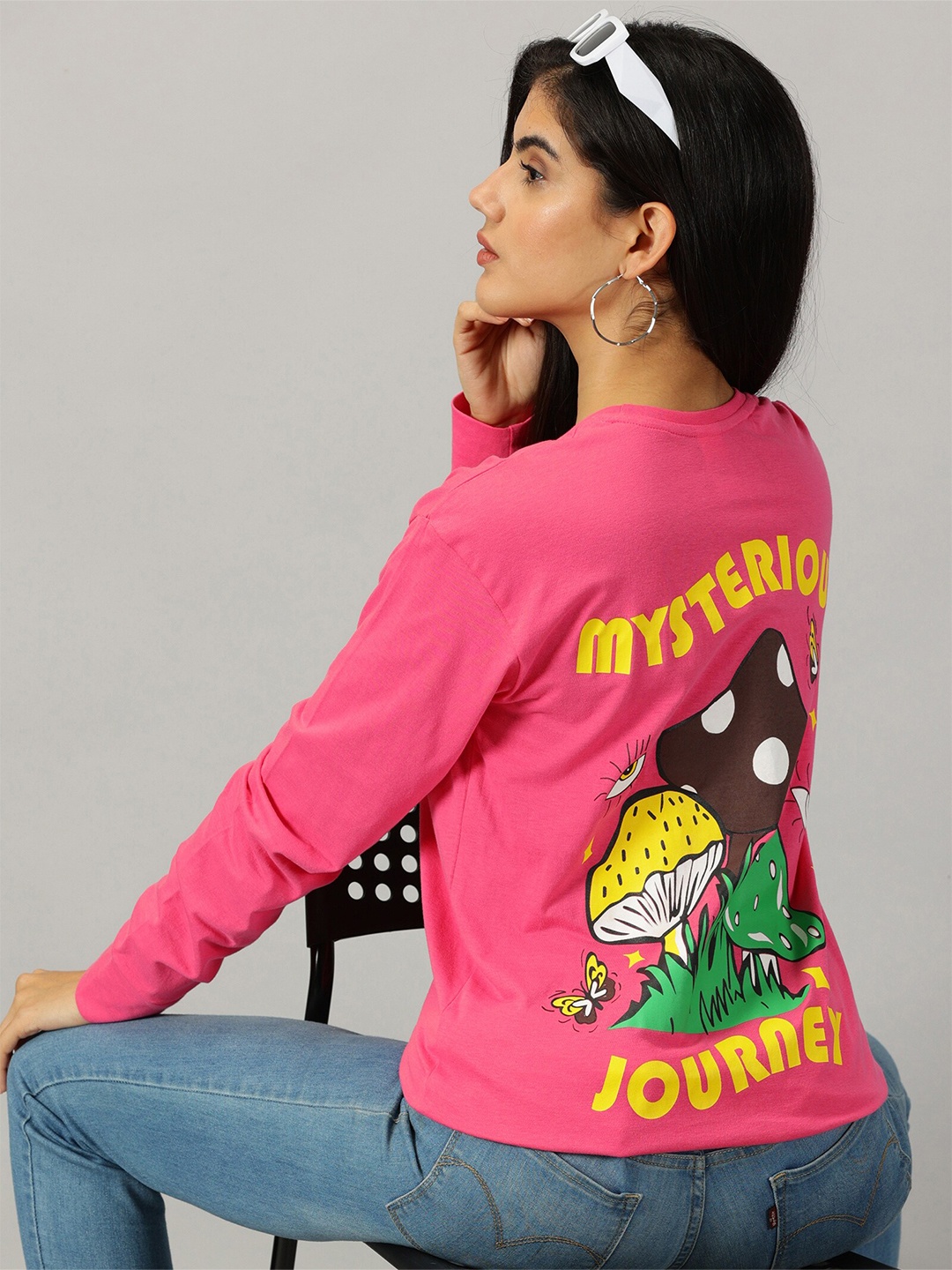 

GESPO Typography Printed Round Neck Pure Cotton T-shirt, Pink