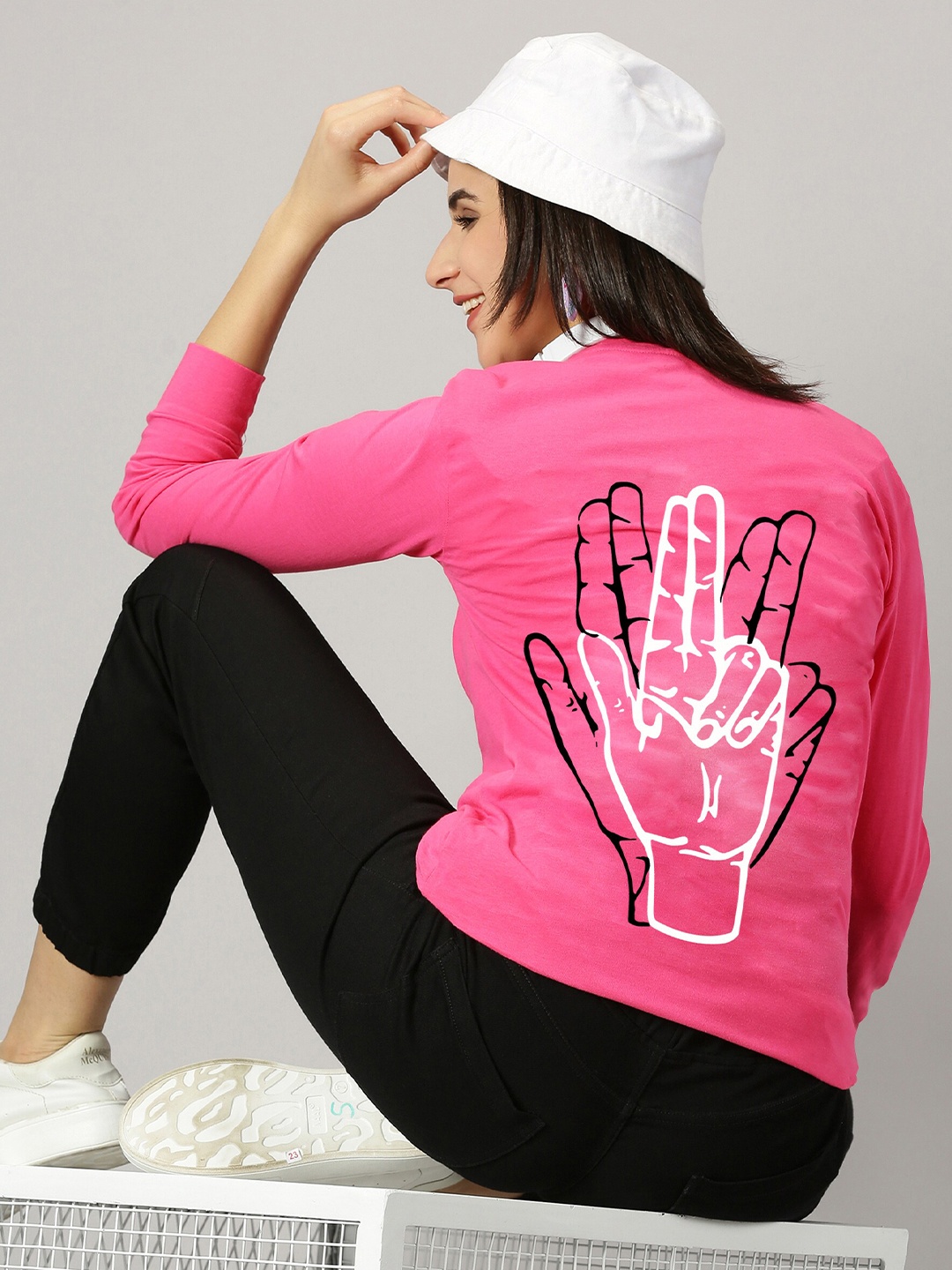 

GESPO Graphic Printed Round Neck Pure Cotton T-shirt, Pink