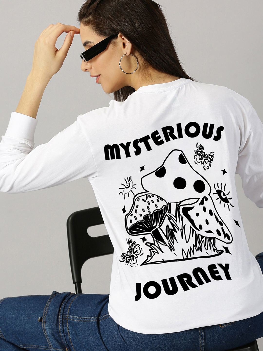 

GESPO Typography Printed Round Neck Pure Cotton T-shirt, White