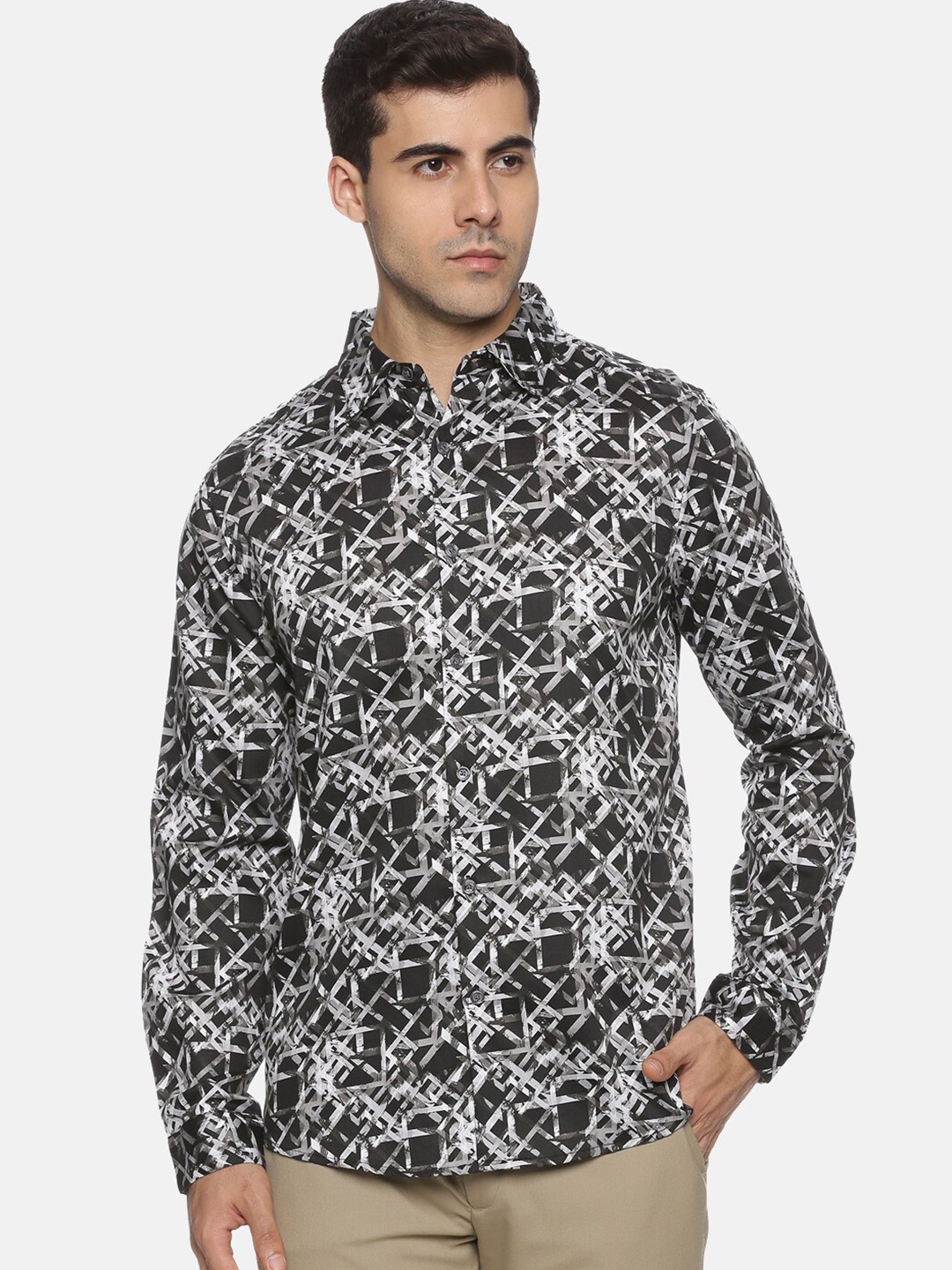 

Melvin Jones Men Comfort Slim Fit Opaque Printed Casual Shirt, Brown