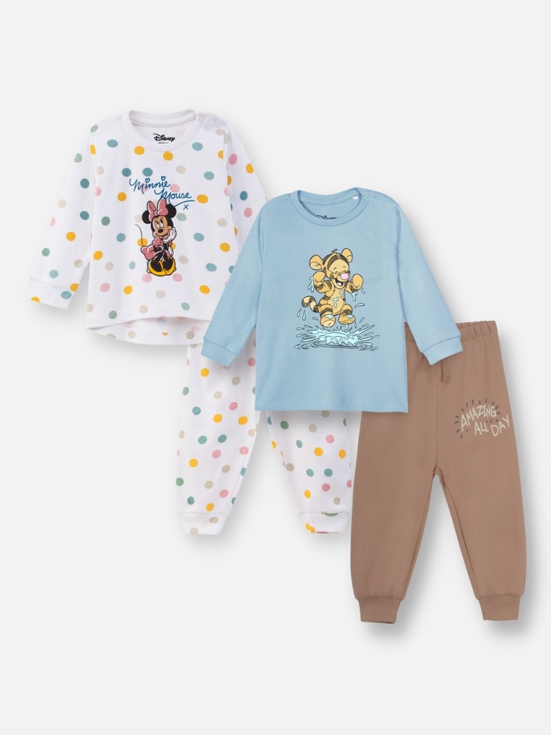 

Nap Chief Kids Pack Of 2 Minnie Mouse Printed Pure Cotton Night Suits, White