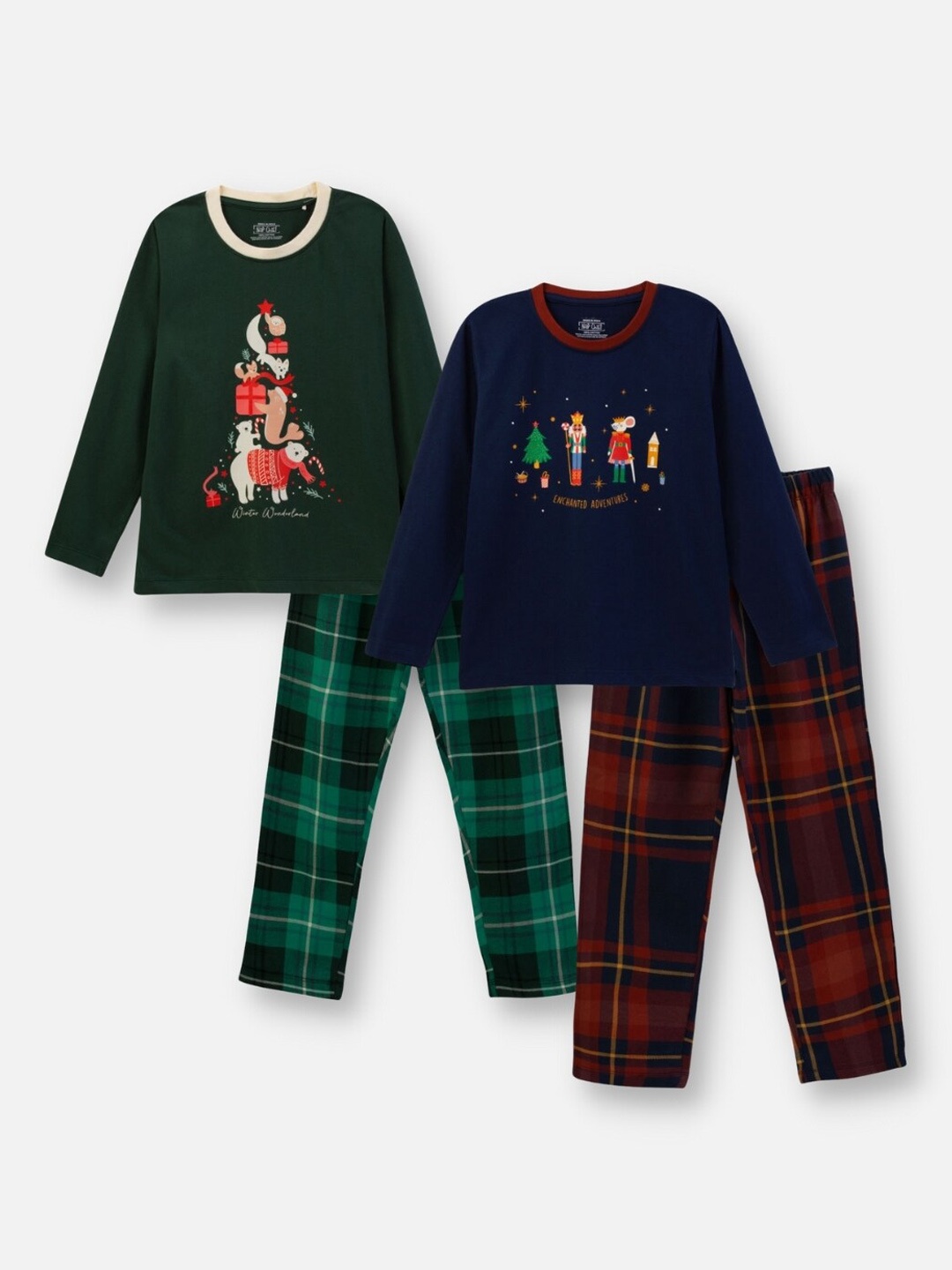 

Nap Chief Kids Pack of 2 Woodland and Nutcracker Printed Pure Cotton Night suit, Blue