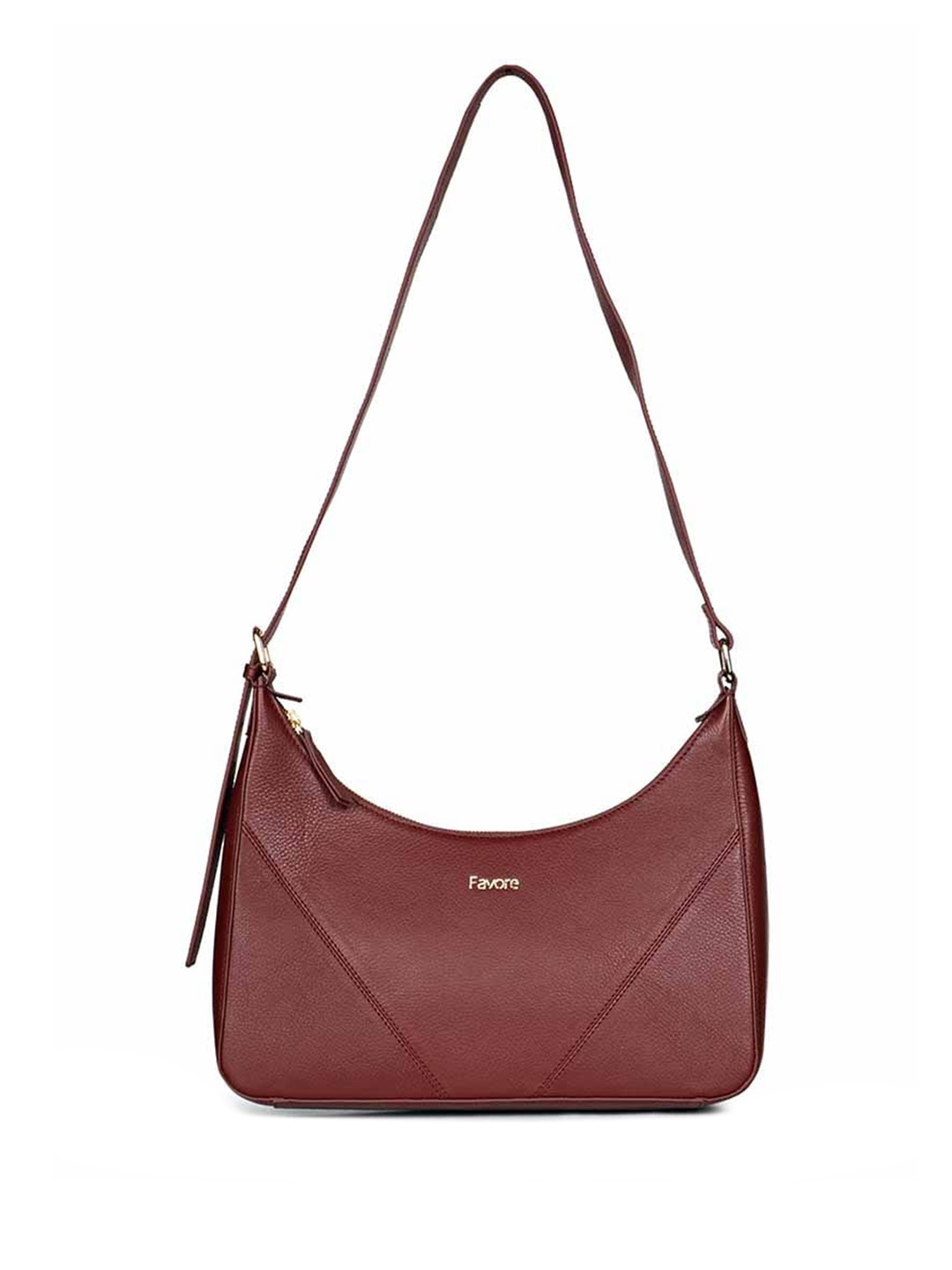 

Favore Textured Leather Half Moon Shoulder Bag, Red